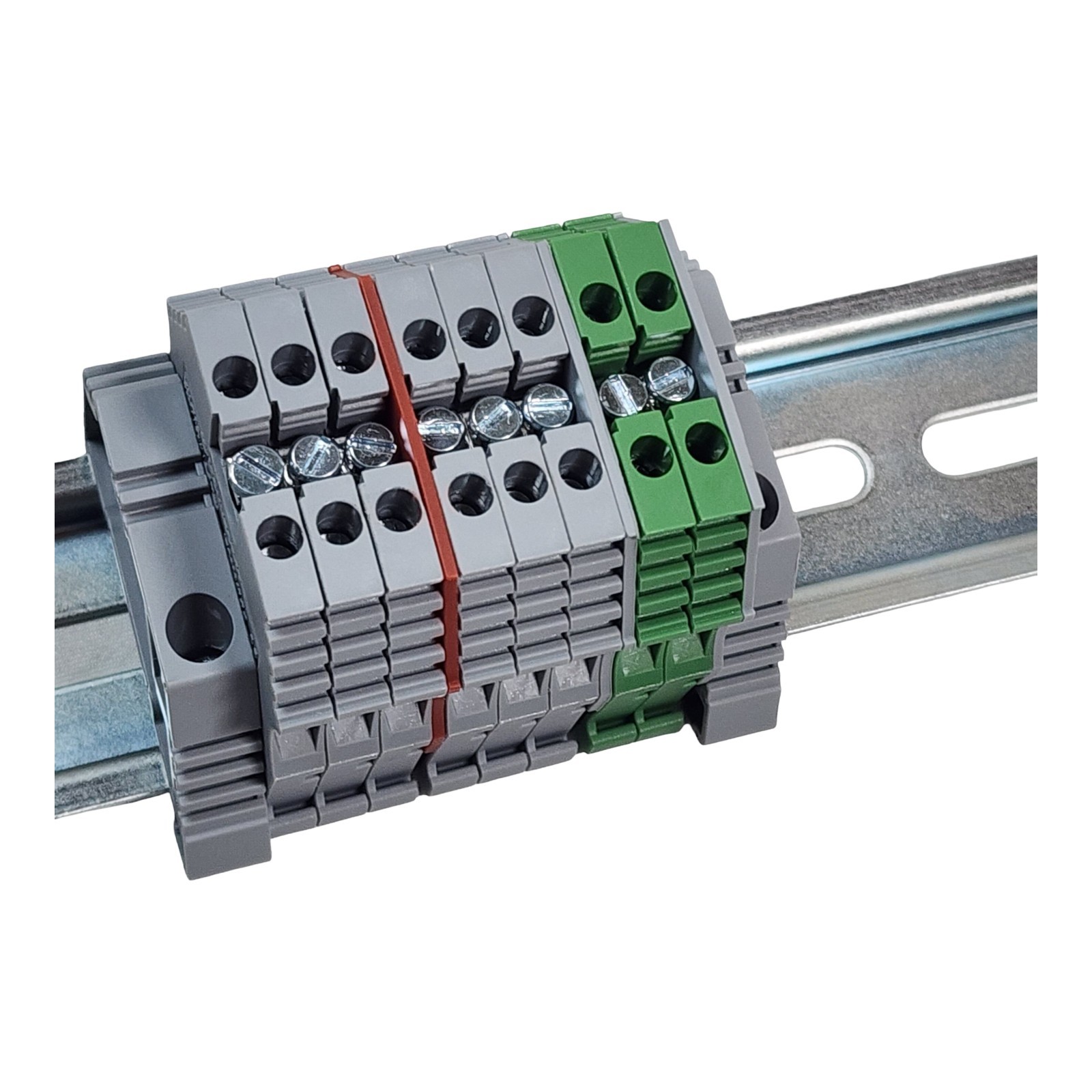 DIN Rail Power Distribution Terminal Block Kit 8-Pole 12-26 AWG 120V AC 20A CNC