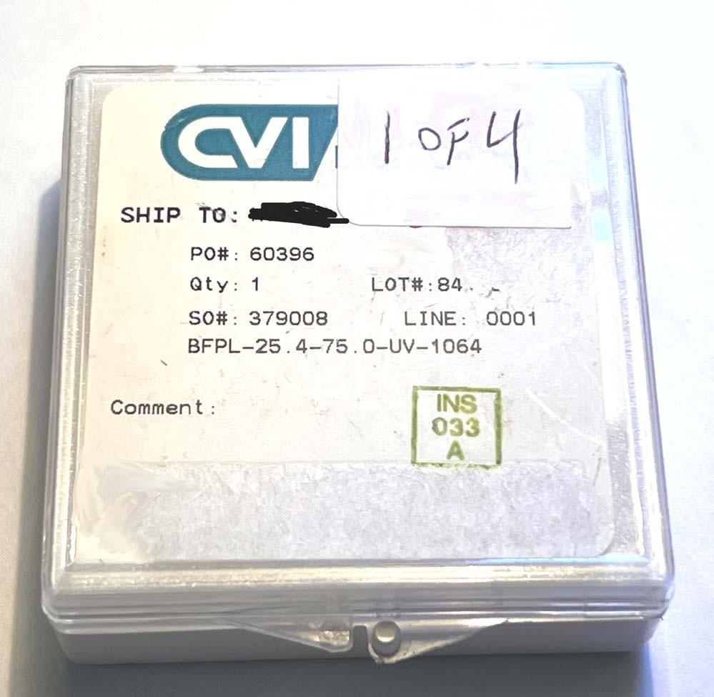 CVI Best Form lens YAG laser 1064nm UV Fused Silica BICX Ø25.4mm FL 75.0mm