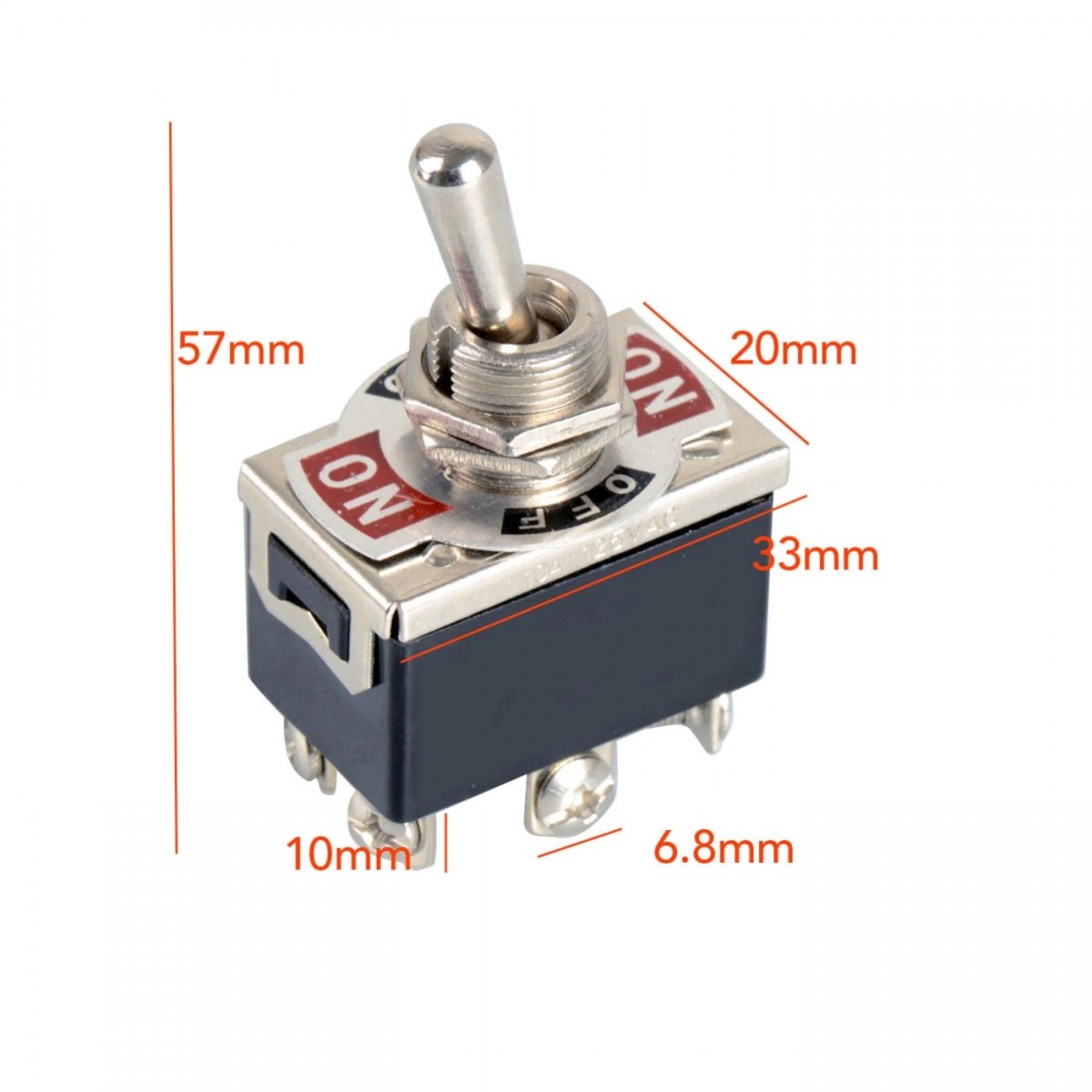 Metal Toggle Switch ON/OFF/ON 6-Pin DPDT Car/Truck 12V DC 15A/240V 20A/120V AC