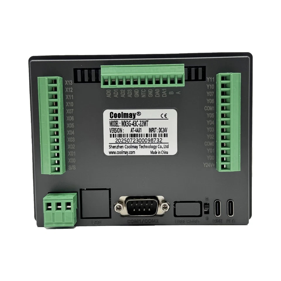 Coolmay MX3G-43C-22MT 4.3″ HMI PLC All in One HMI w/ Built-in PLC 12DI 10DO