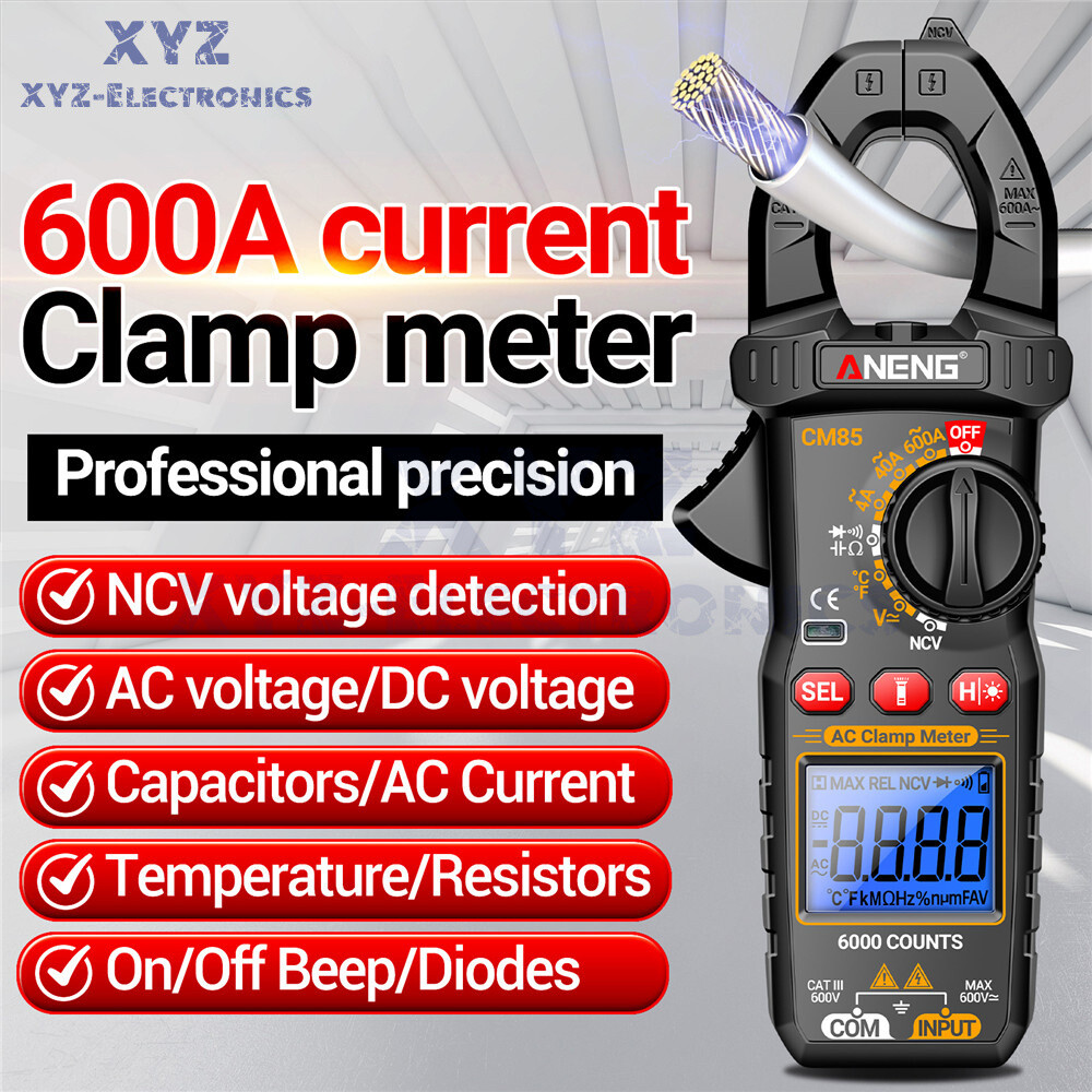 ANENG Digital Clamp Meter 6000 Count Multimeter NVC Amp AC DC Volt Current Test