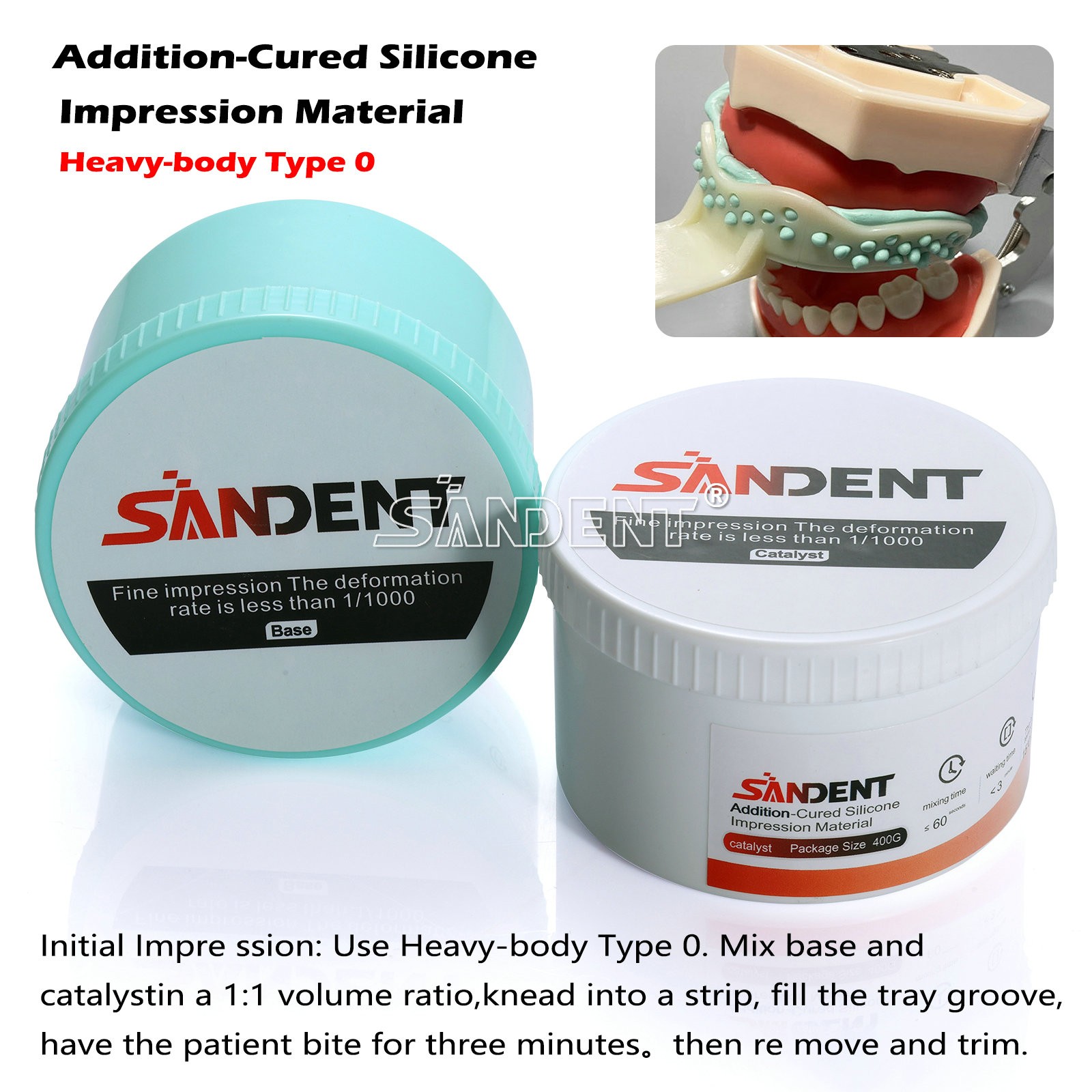 Dental Putty Normal/Fast Set PVS VPS Impression Material Base 2 x 400g dp