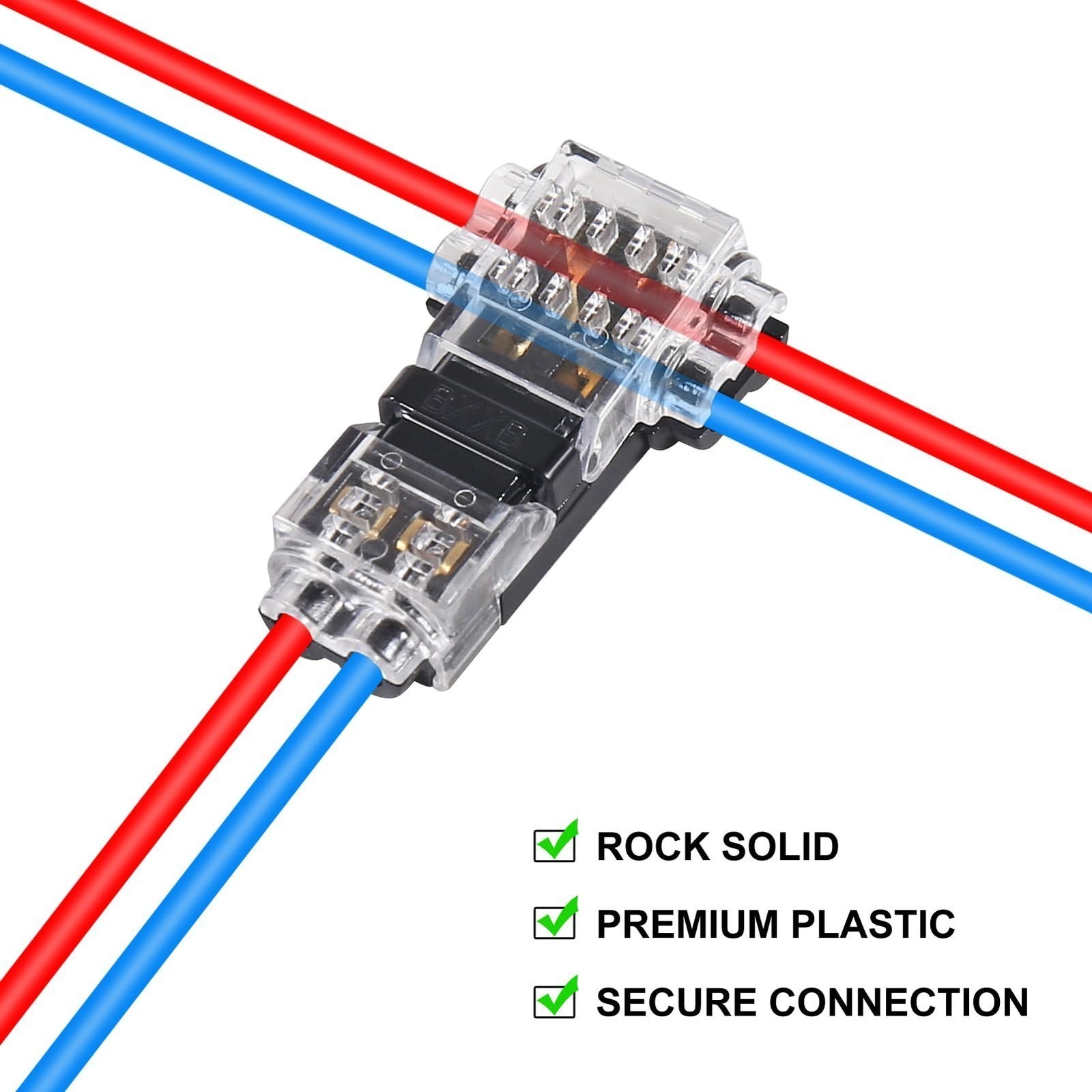 40PC 2-Pin+1-Pin T-Tap Wire Connectors,Clear,Solderless 3-Way AWG 24–20/18