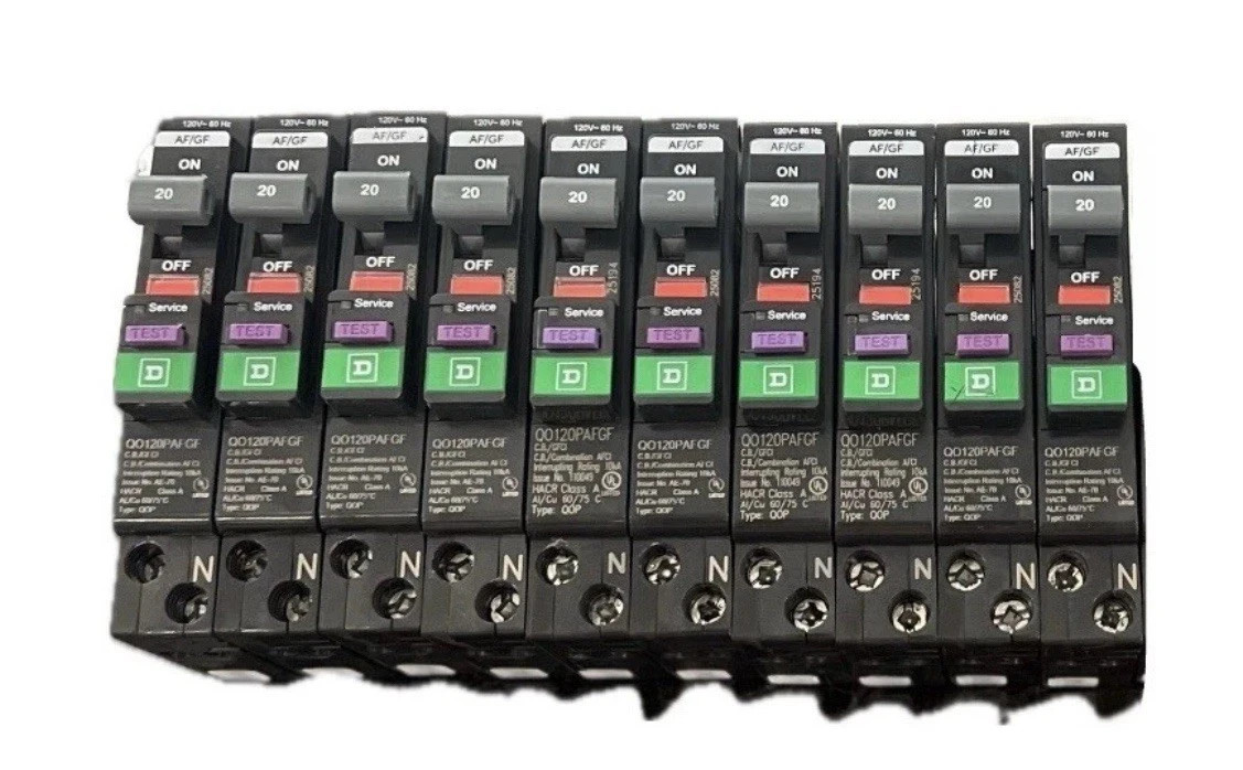 10 PCS Square D QO120PAFGF 1 Pole 20A AF/GF Dual Function Circuit Breaker