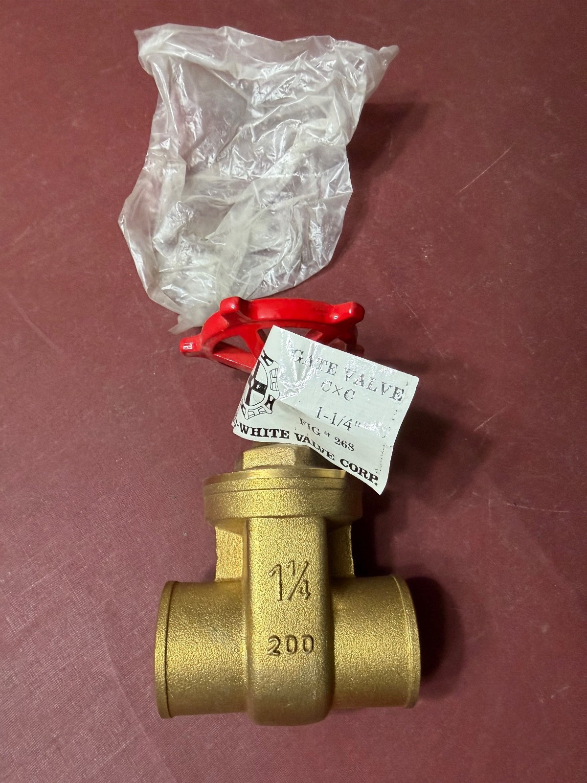 Red White Valve Corp. Brass Gate Valve 1-1/4″, 200 WOG. FIG #268, FREE SHIPPING