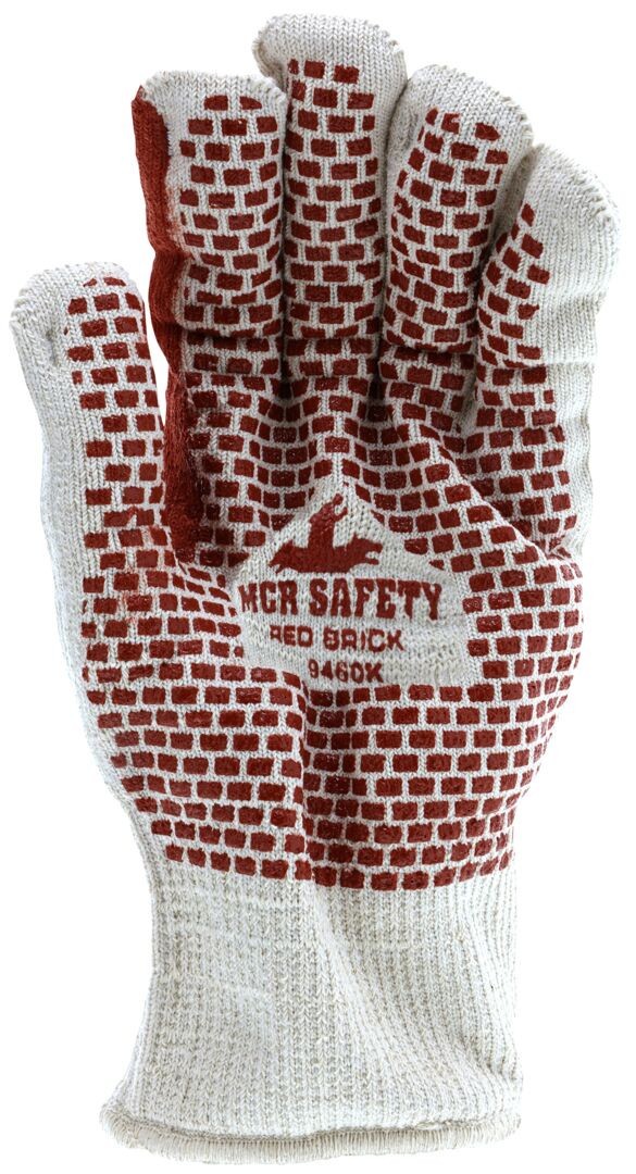 MCR Red Brick Terrycloth Work Glove, Heavy Weight, 2-Ply, Nitrile Dots (2-Sided)