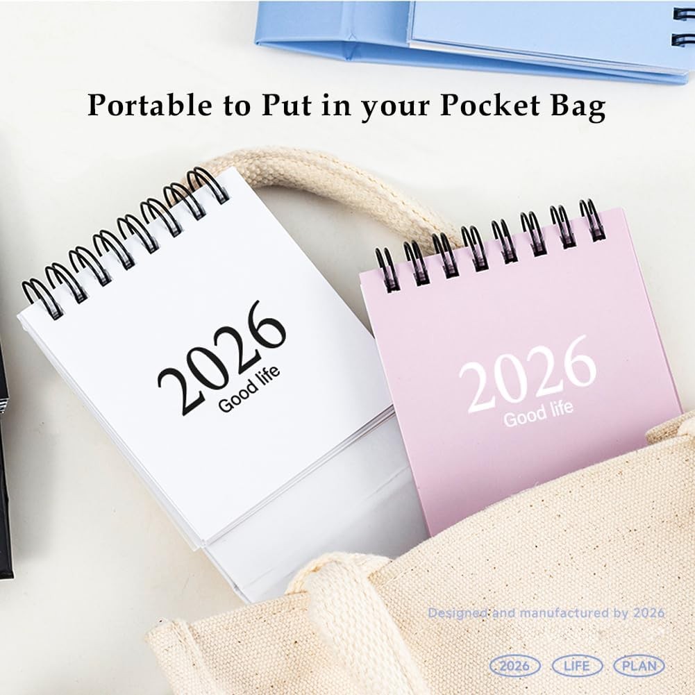Mini Desk Calendar 2026-2027, January 2026 until July 2027, 19 Months Black