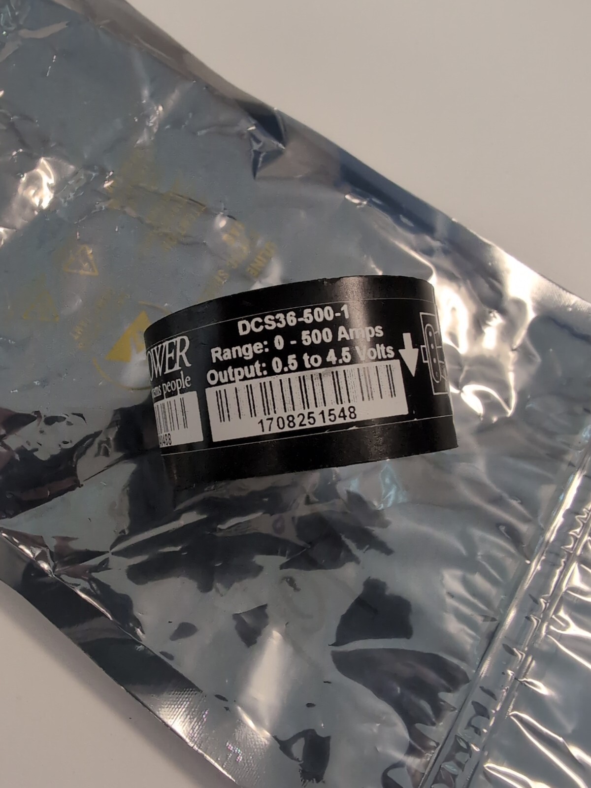 New InPower Inductive DC Current Sensor DCS36-500-1 0-500A, 0.5- 4.5V (Qty 2)