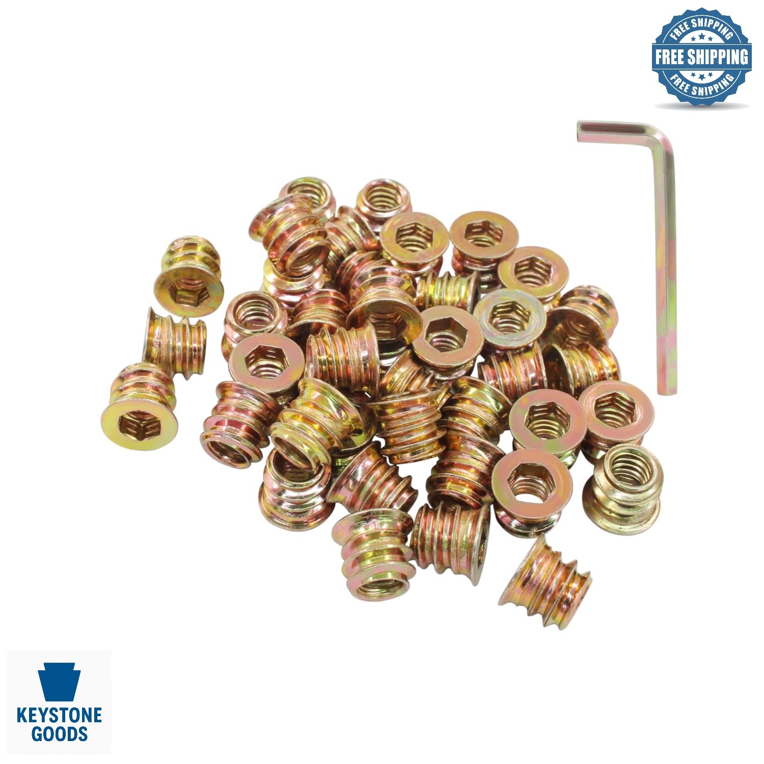 100-Pack 1/4-20 Threaded Wood Inserts for Furniture & DIY Projects