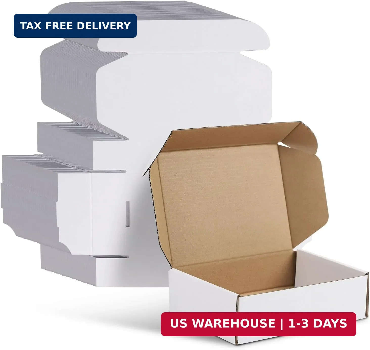 WIFTREY 7X5X2 Shipping Boxes Set of 30, 7X5X2 White Corrugated Cardboard Box for