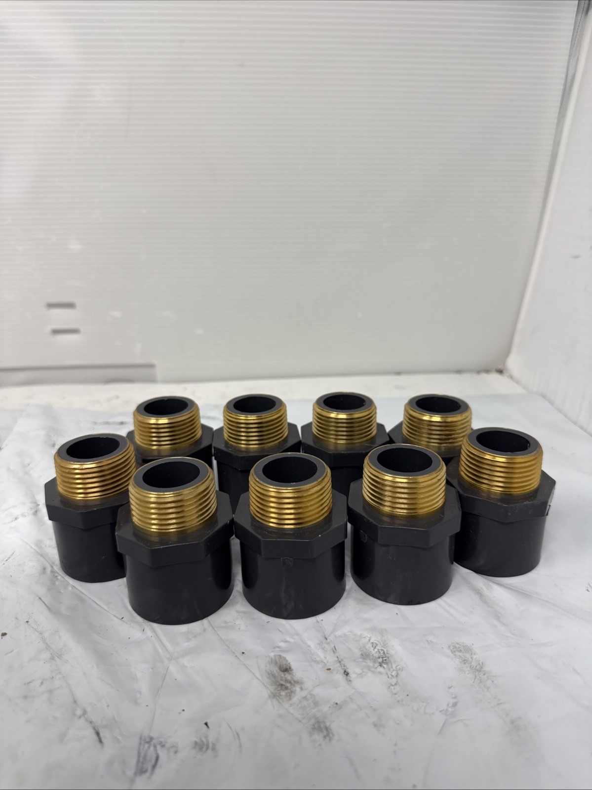 9-Pk 1 in. SCH-80 PVC Male Adapters w/Brass NPT Threaded-Fittings ASTM D2467