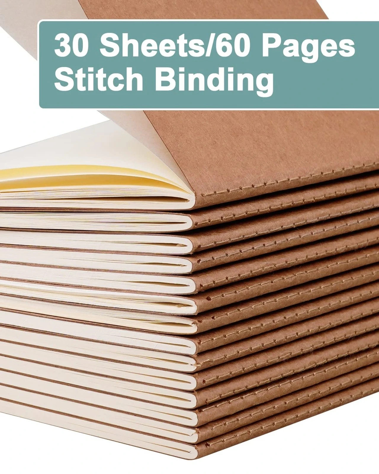 Small Notebook Bulk 60 Packs Pocket Journal Blank A6 (4.25 x 5.5 in) Kraft No…