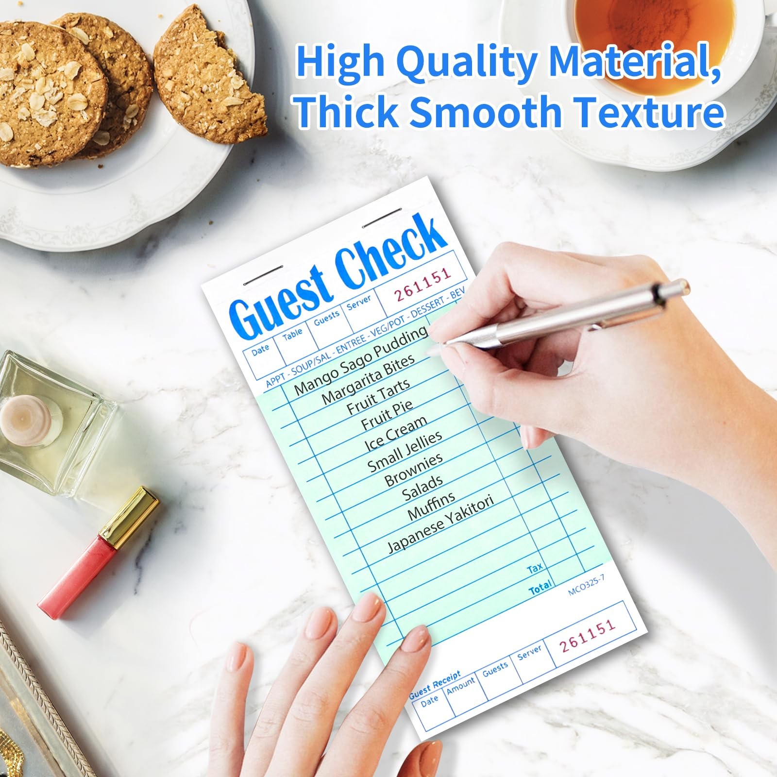 Darcvds 5 Pack Guest Check Books, Server Note 6.69IN*3.14IN*1.1IN, Light Blue