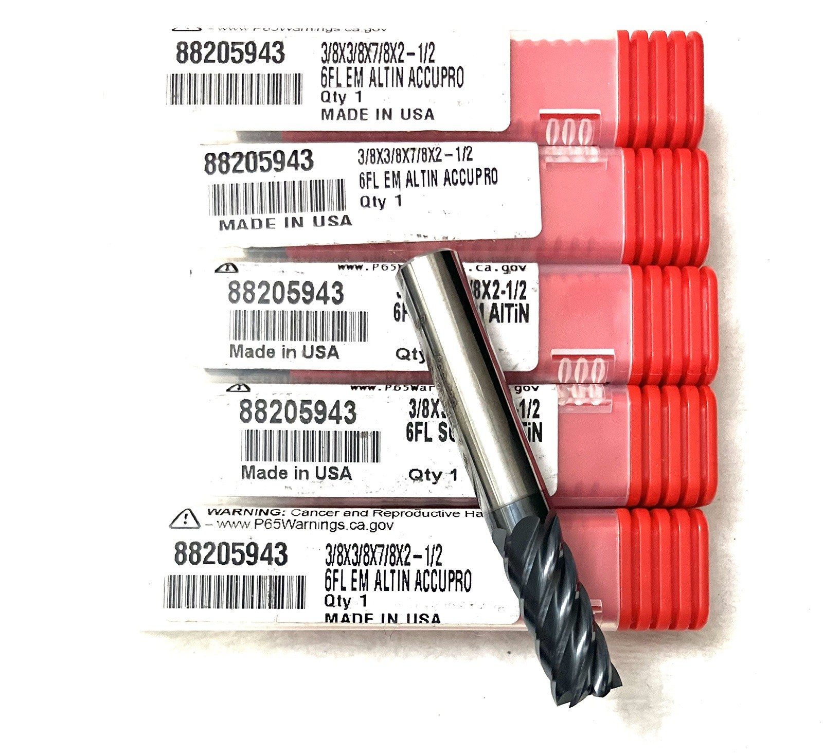 10PC Accupro 88205943 3/8″ 6FL Square End Mill Solid Carbide AlTiN NEW