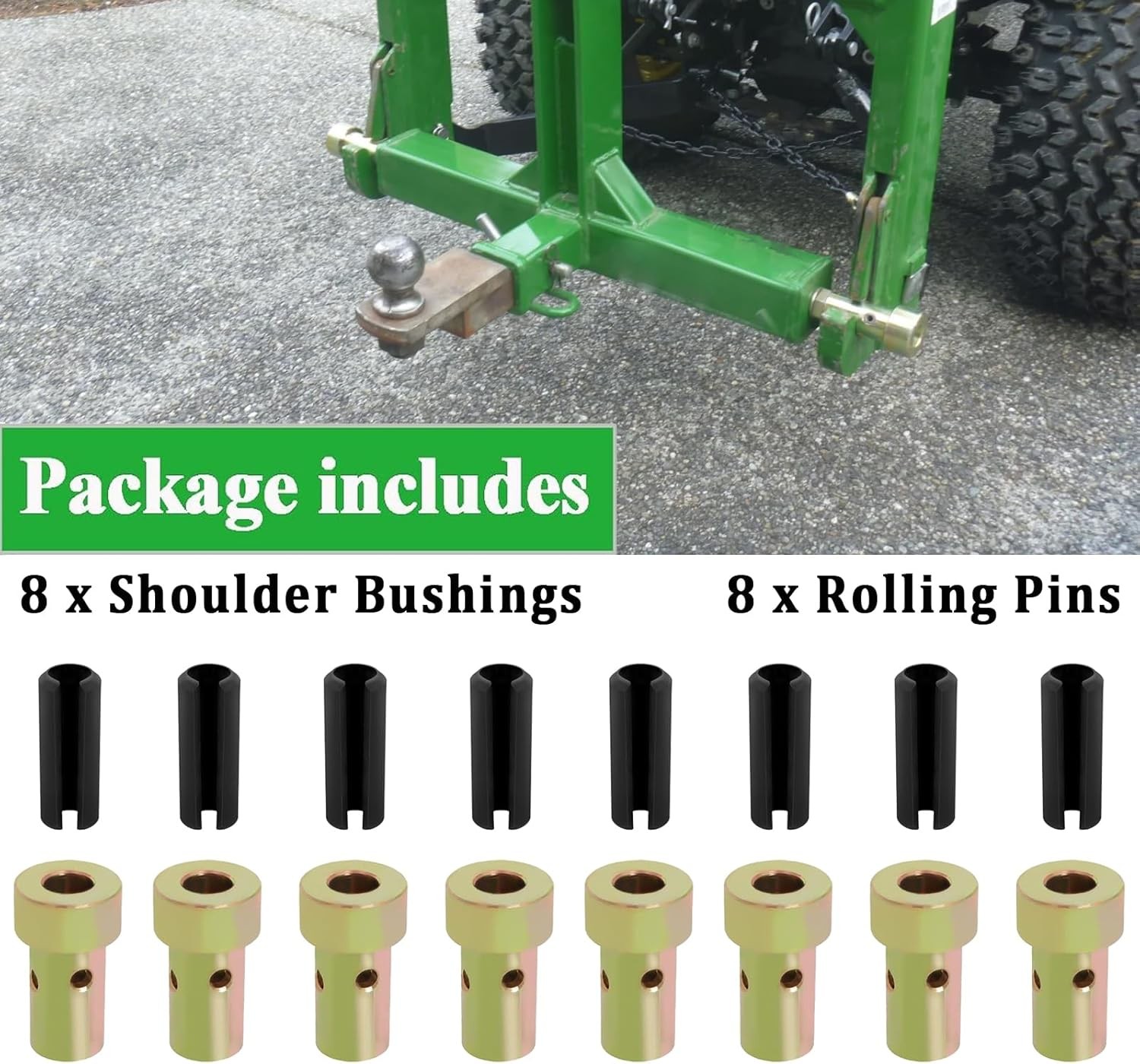 4 Pairs of Cat 1 Quick Hitch Adapter Bushings Set for Category 1 3-Point Hitch