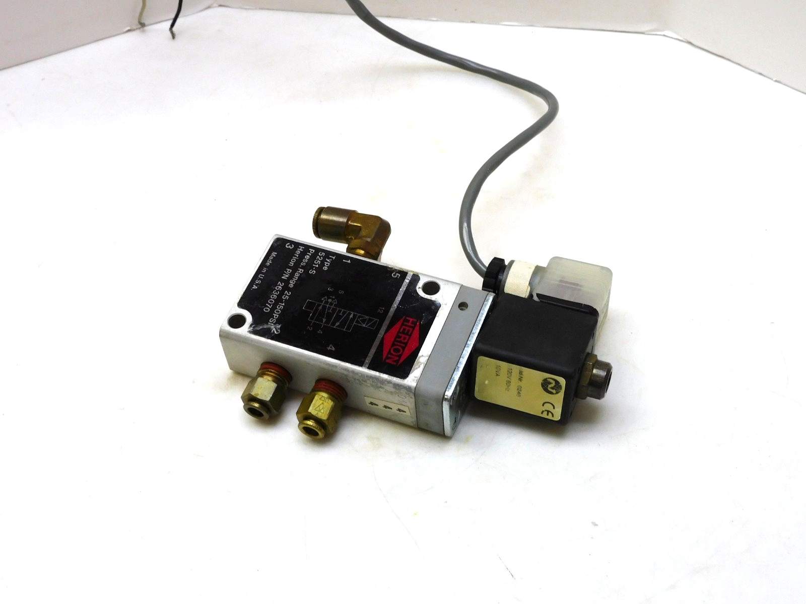Herion 5251-S Solenoid Valve 25-150Psi 120v coil 60Hz 2636070