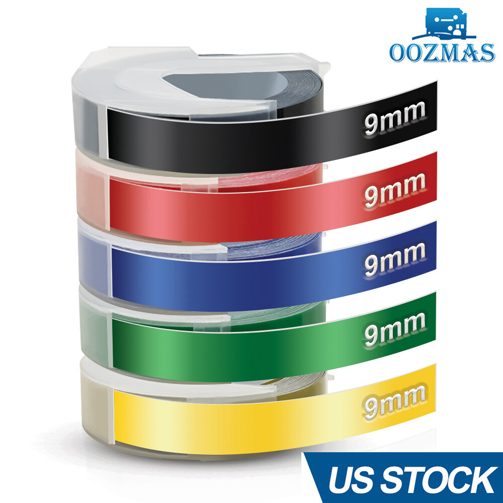 5PK Dymo 3D Embossing Label Tape 9mm for Dymo Organizer Xpress Label Maker 3/8″