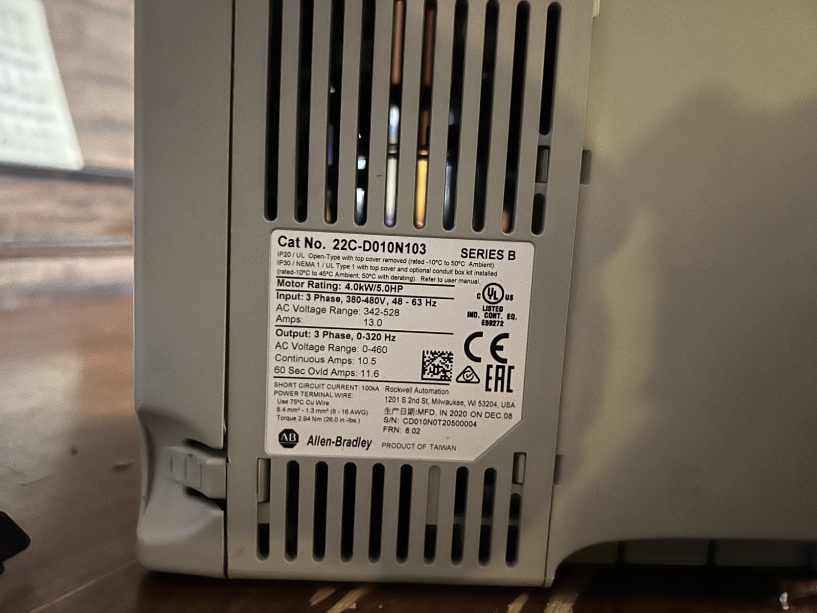 Allen-Bradley 22C-D010N103 Powerflex 400 AC Drive Used Good Condition