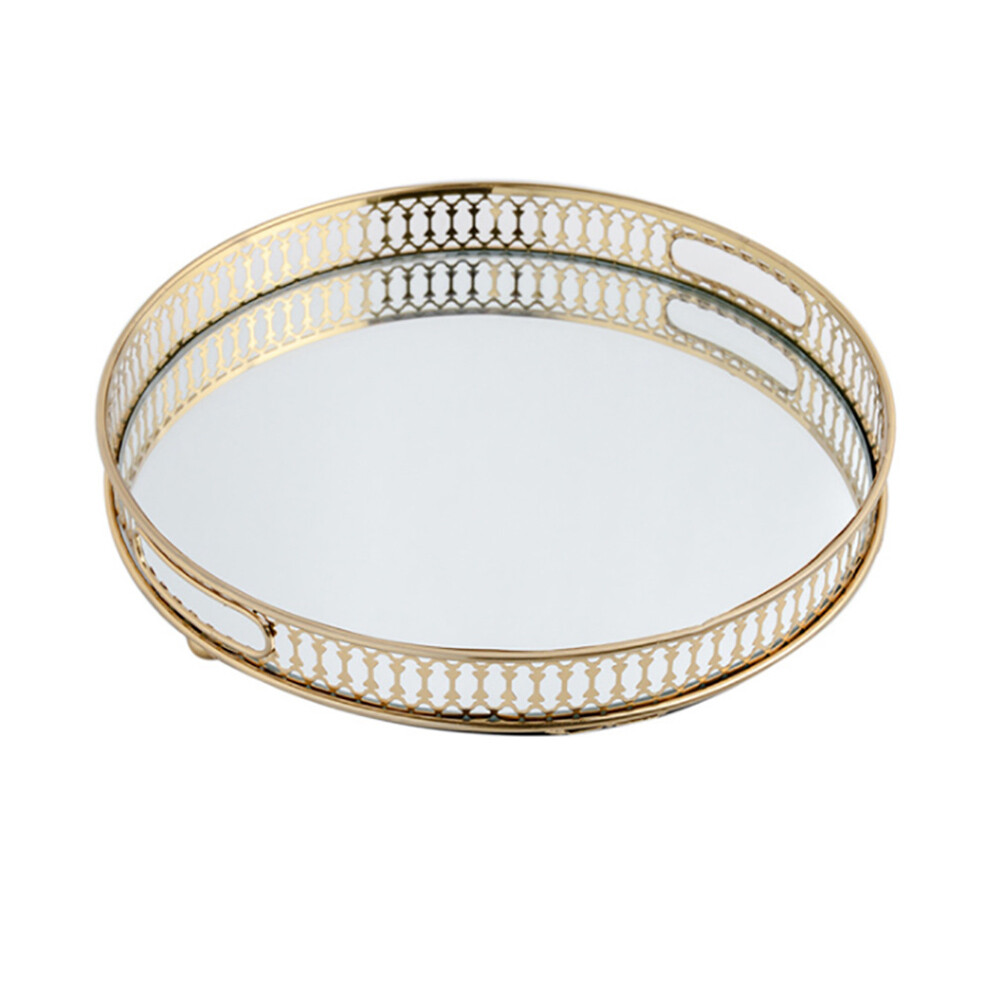 Round Tray Gold Tray Mirrored Decorative Tray For Home Office Living Room