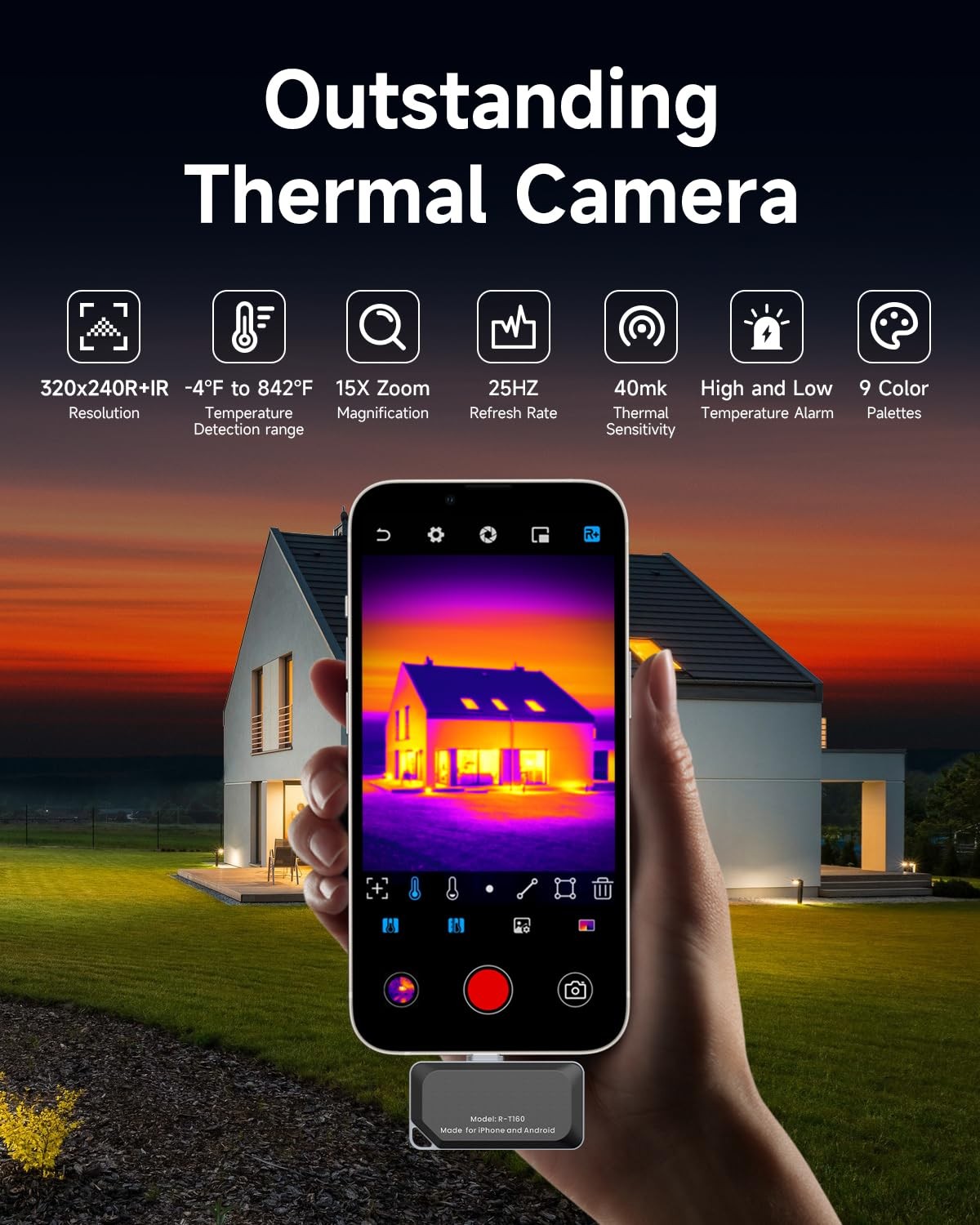 REVASRI Thermal Camera for TypeC iPhone & Android Device, 320×240 Super