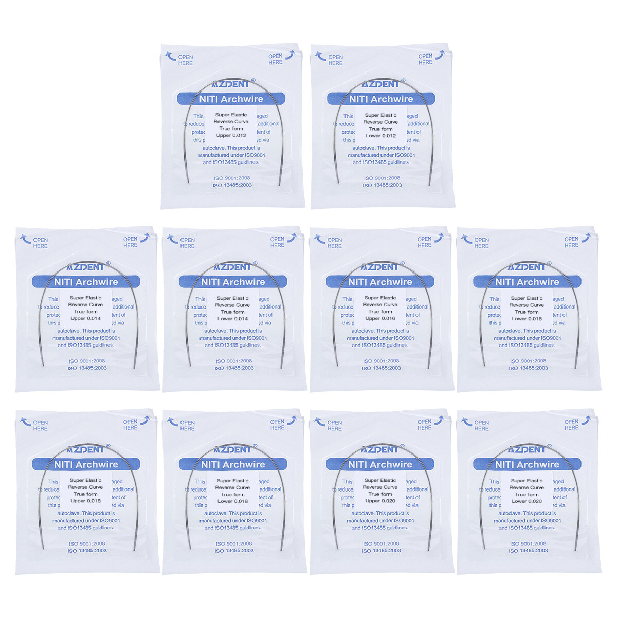 Dental Ortho Super Elastic Arch Wire NITI Reverse Curve Round/Rectangular True