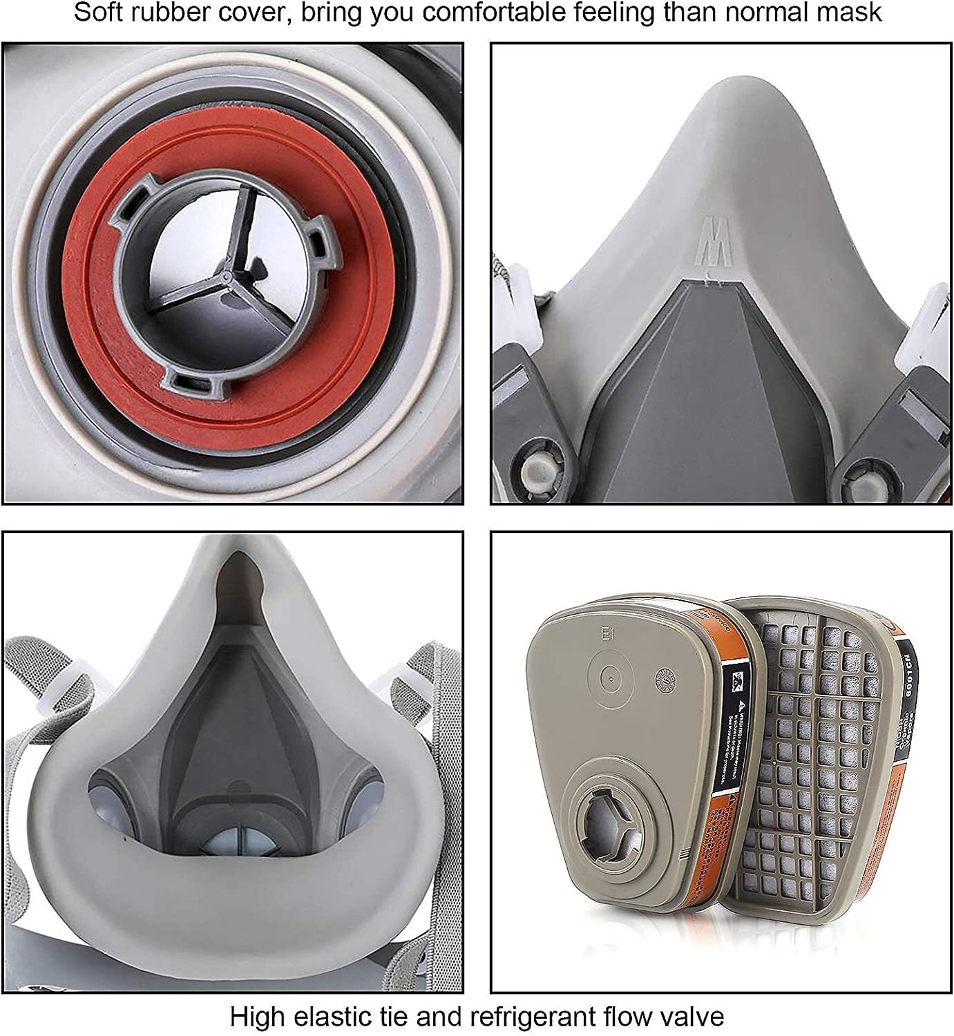 7in1 Half Face Gas Mask Facepiece Spray Painting Respirator Safety Suit For 6200
