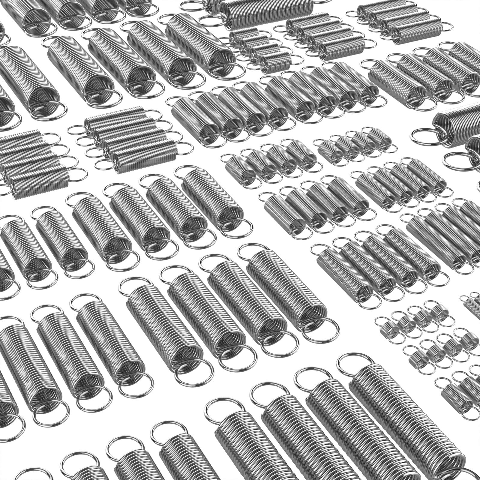 100 Pcs Extension Springs Assortment Kit, 25 Different Sizes, Stainless Steel