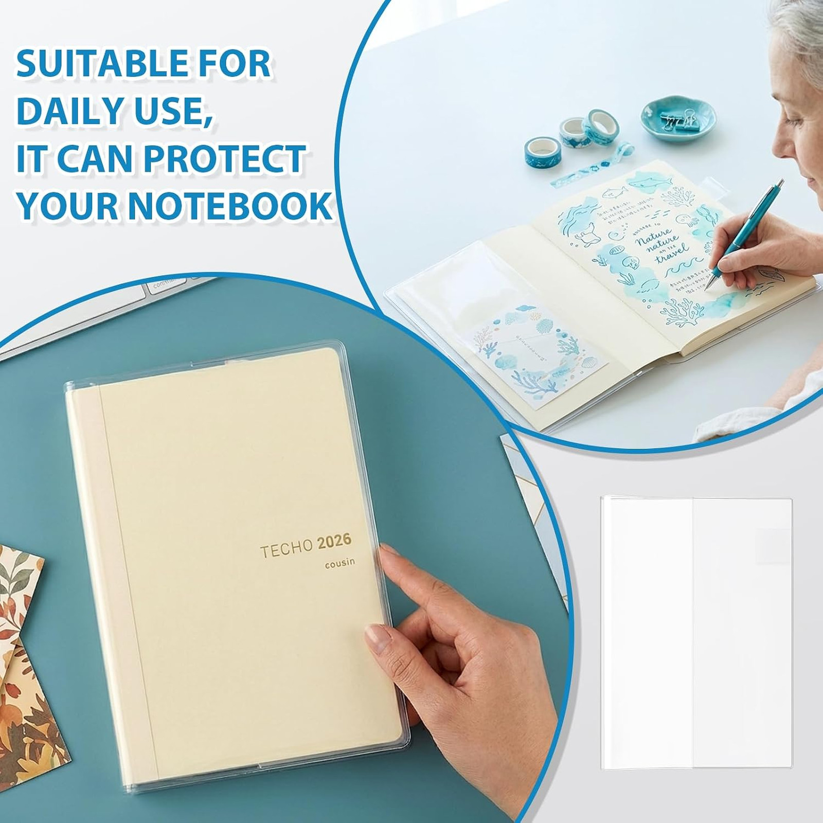 A5 Clear Planner Cover Fits for Hobonichi Techo Cousin 2026 Midori Stalogy