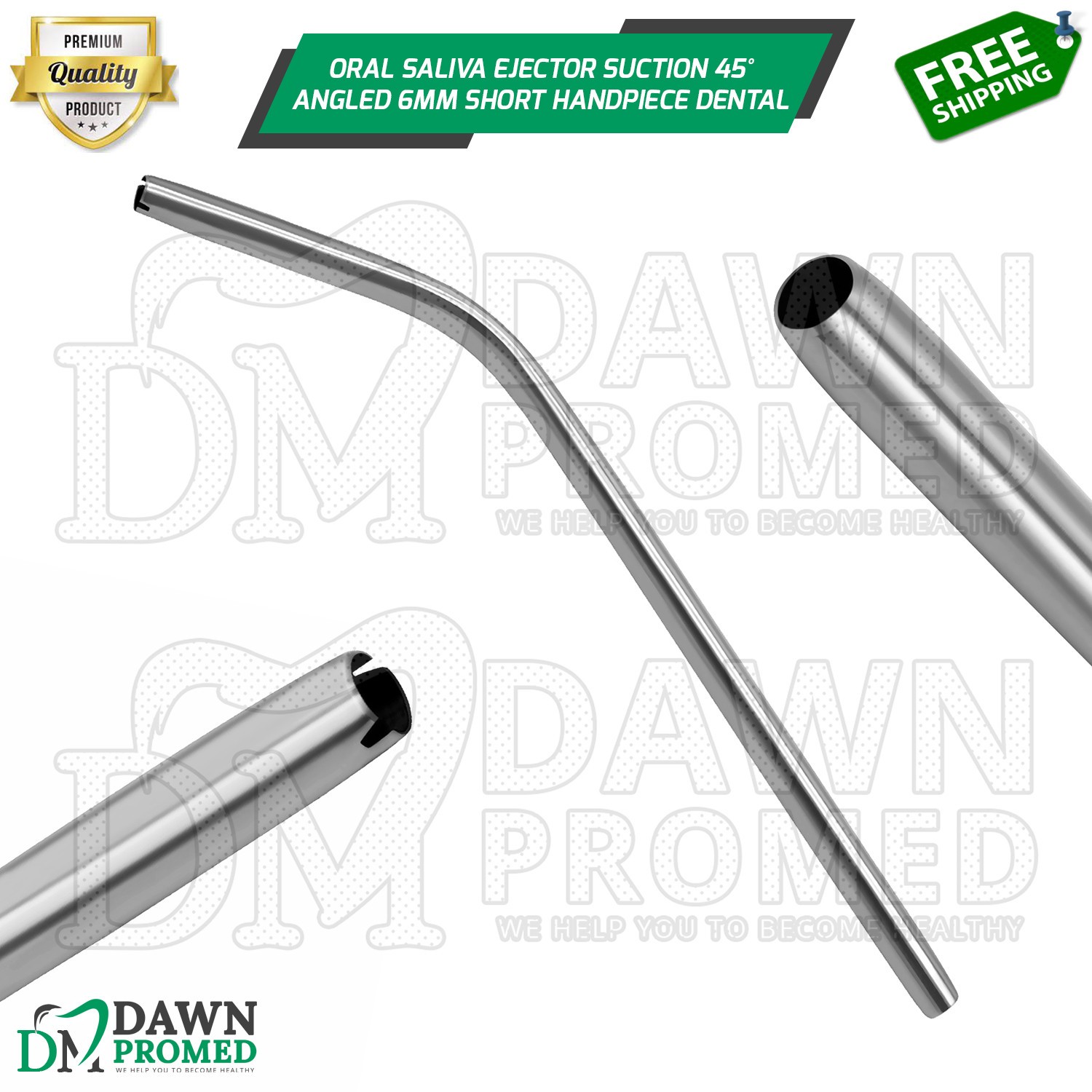 Oral Saliva Ejector Suction 45 Degree Angled 6mm Short Handpiece Dental Tube