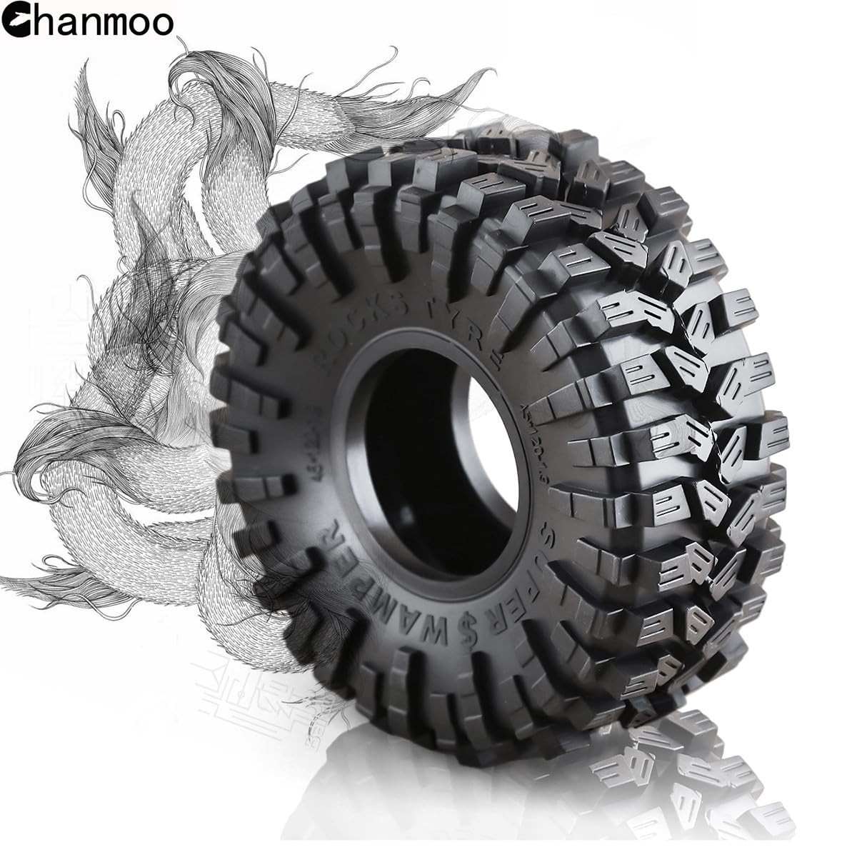 Chanmoo 1.9 Rc Crawler Tires 120Mm Foam Insert Soft Rubber 1/10 Scale Mud