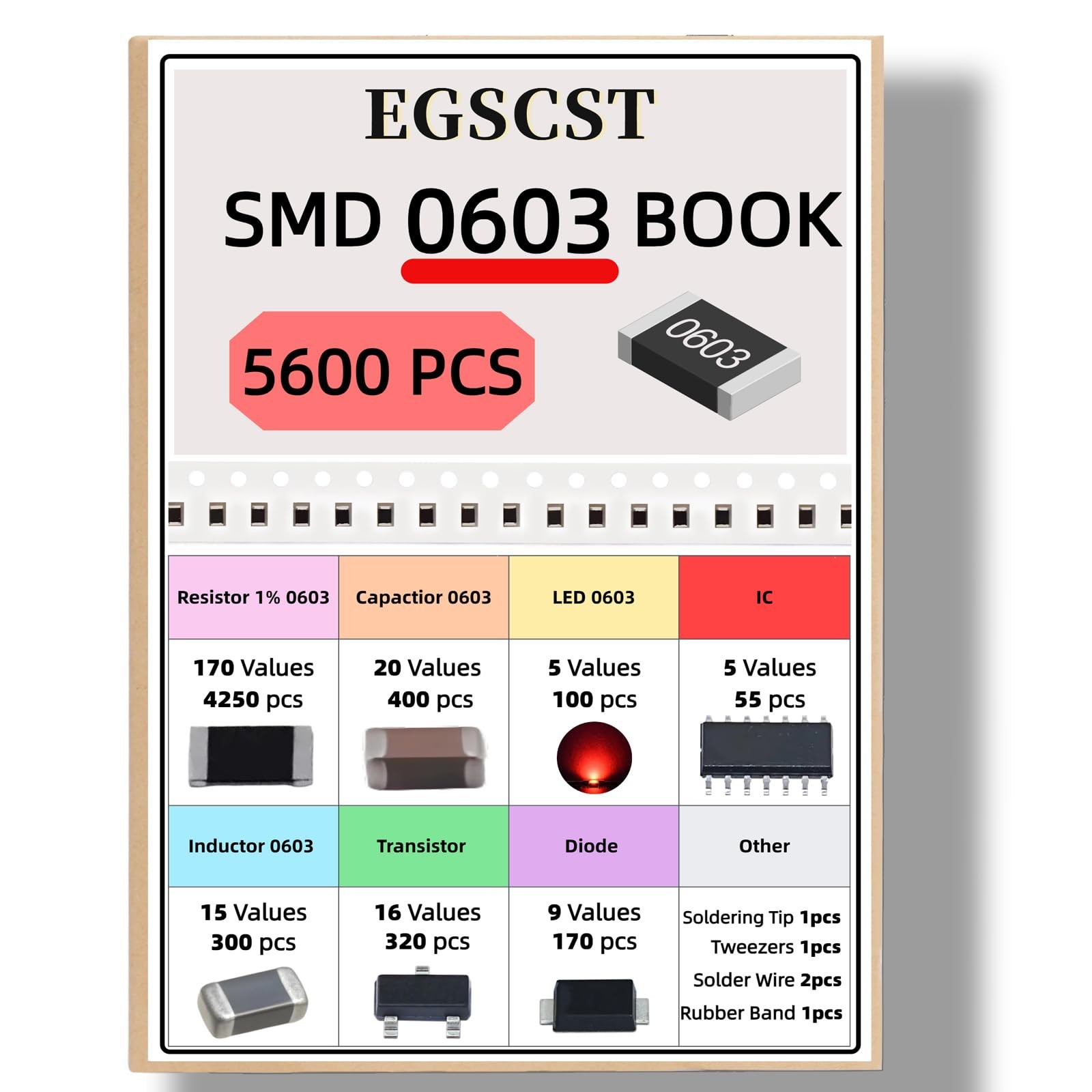 5600PCS 0603 SMD Resistor Kit from 0Î© to 10MÎ© 1%, SMT Electronics Component A