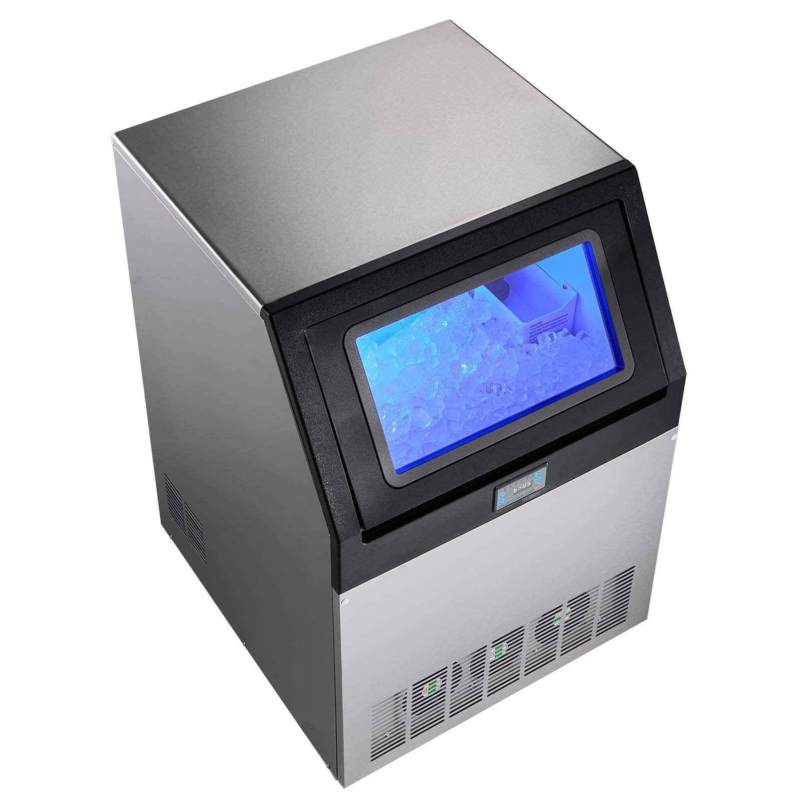 Uimoso 265lb/24h Commercial Ice Maker Stainless Ice Cube Machine W/85lbs Storage