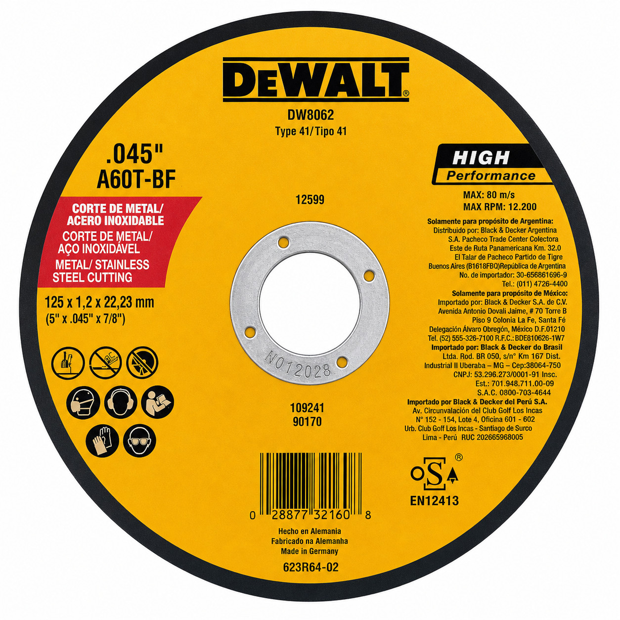 7/8 In. X 5”. X 0.045 In. Metal and Stainless Cutting Wheel (50-Pack) A60T-BF