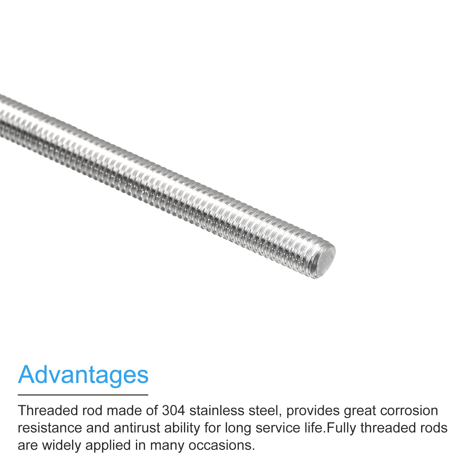 MECCANIXITY Fully Threaded Rod M5 x 300mm 0.8mm x 300mm, Silver Tone