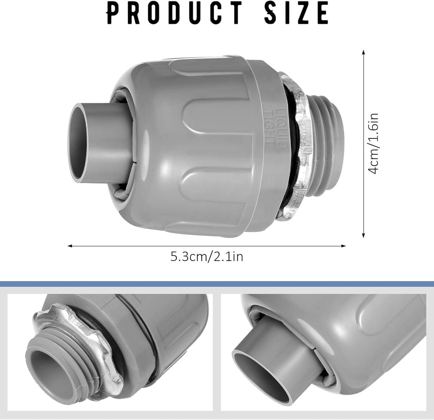 1/2 Inch Liquid Tight Connector PVC Electrical Conduit Fittings Straight 180 Deg