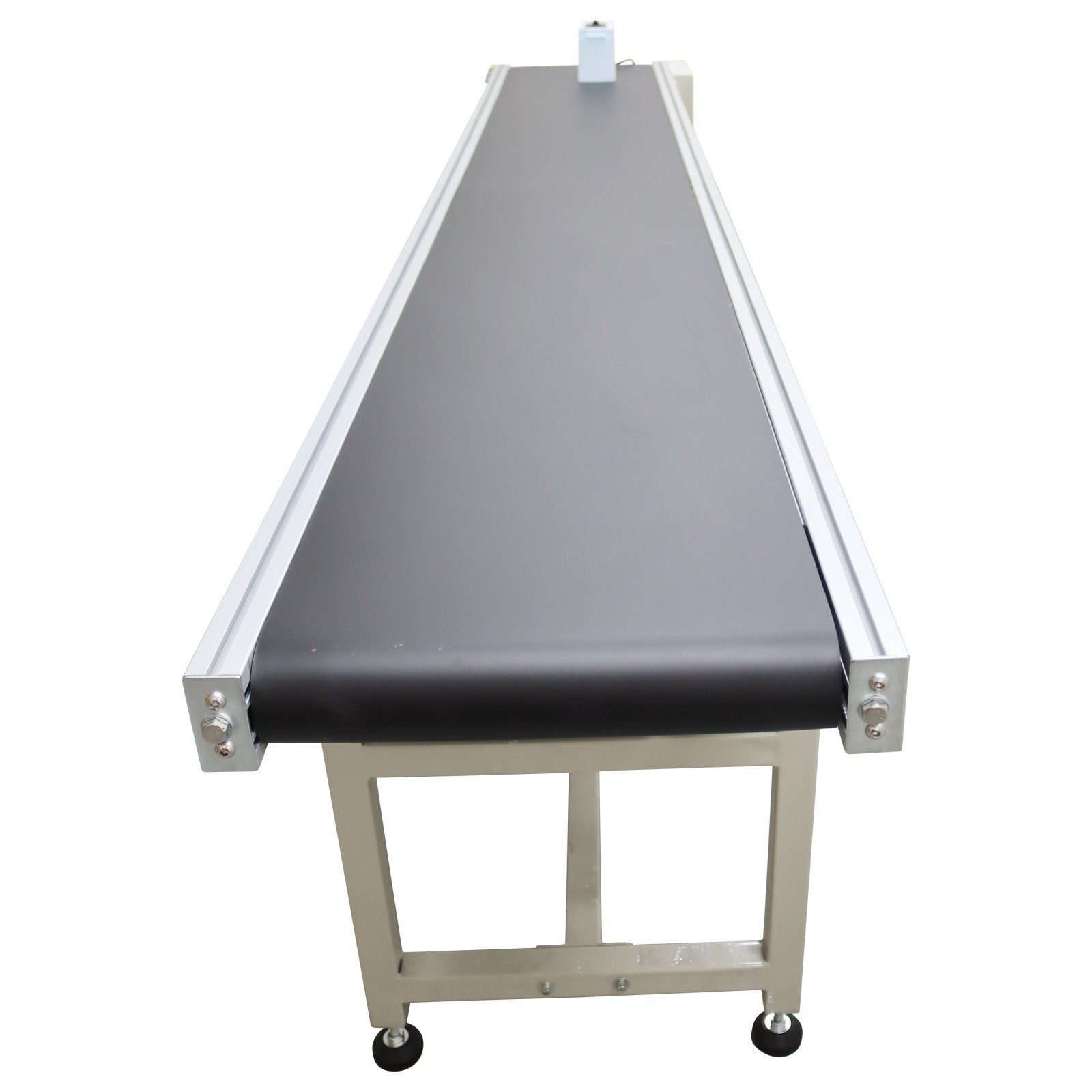 Open Box!Transport System 118in*11.8in L*W Black PVC Conveyor Belt 110V Shipping