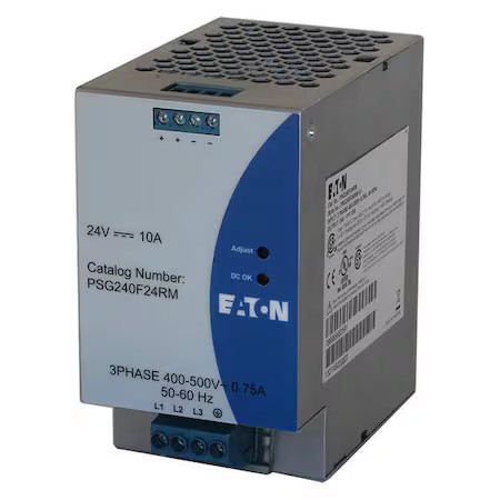 Eaton Psg240f24rm Dc Power Supply, 320/500V Ac, 24V Dc, 240 W, 10 A, Din Rail