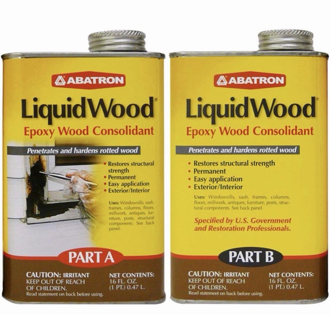 Abatron LiquidWood 2 Pint Kit Epoxy Wood Hardener Consolidant Part A & B