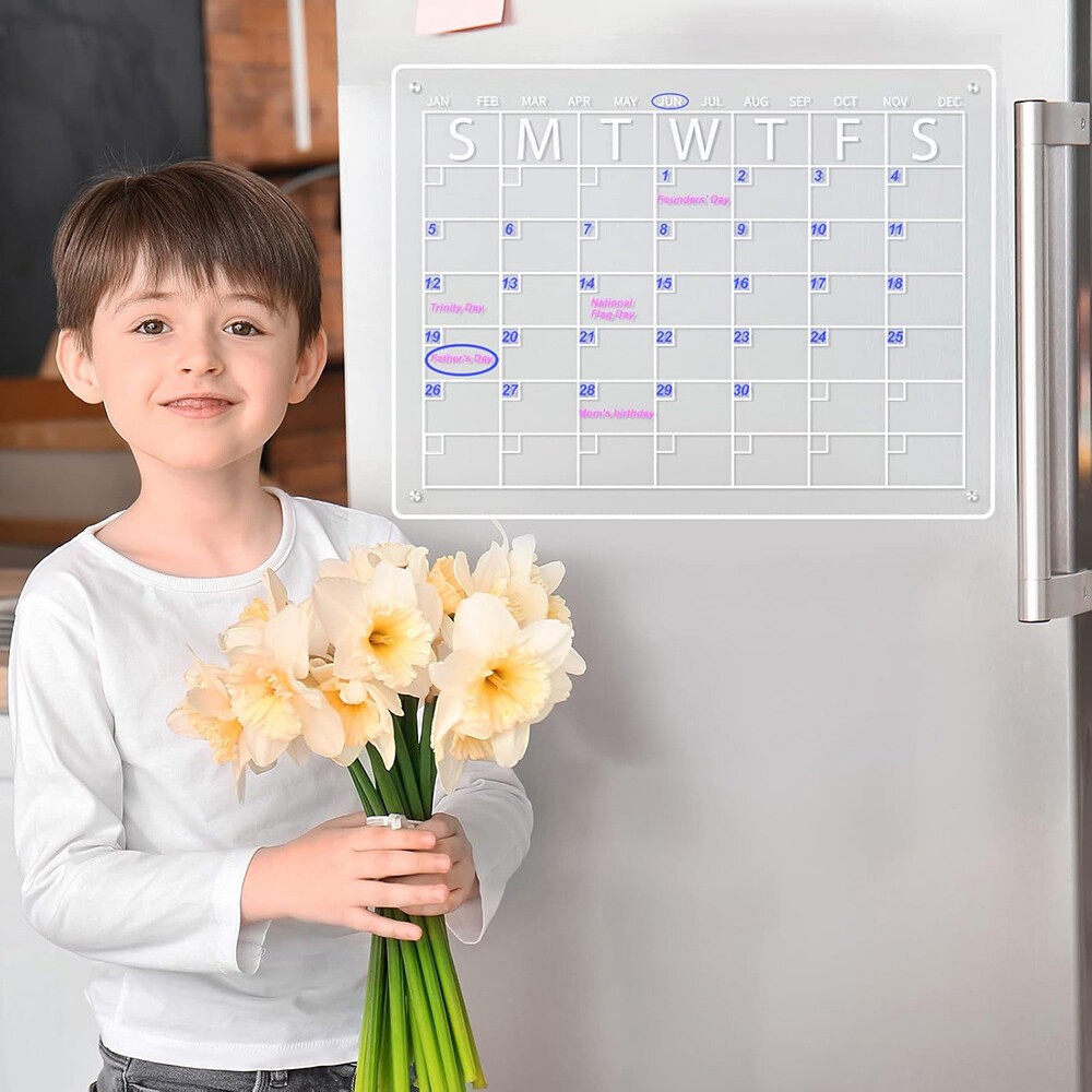 17×12 Fridge Acrylic Magnetic Calendars Dry Erase Month Week Daily Planner Board