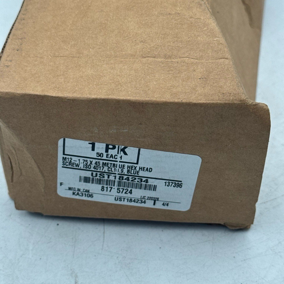 Metric Screw M12-1.75 x 45 Blue Hex Head ISO 4017 High Strength UST184234 50PK