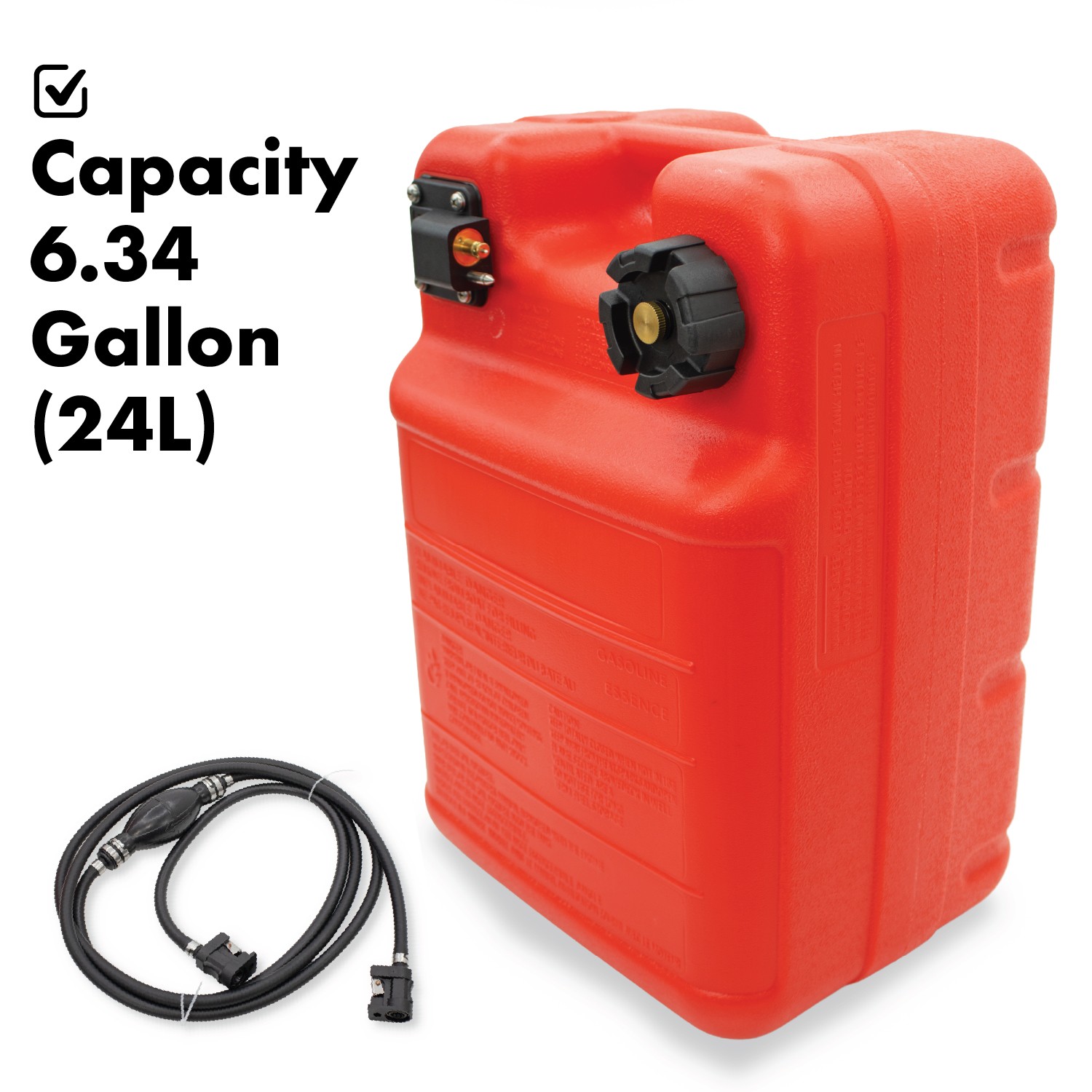 Portable 24L Marine Tank W/ Connector Fuel Tank Outboard Boat Motor