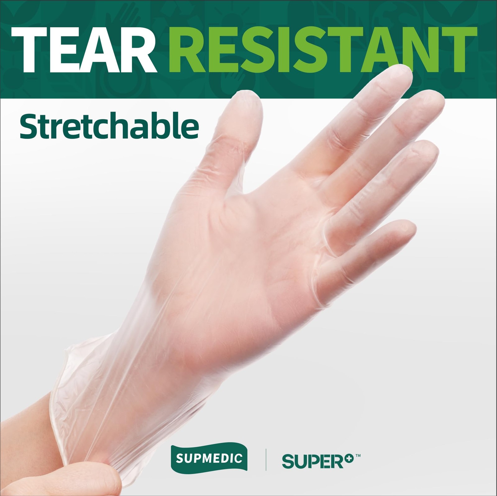 Supmedic Vinyl Disposable Exam Gloves, Clear 4 X-Large, 100 X-large (Clear)