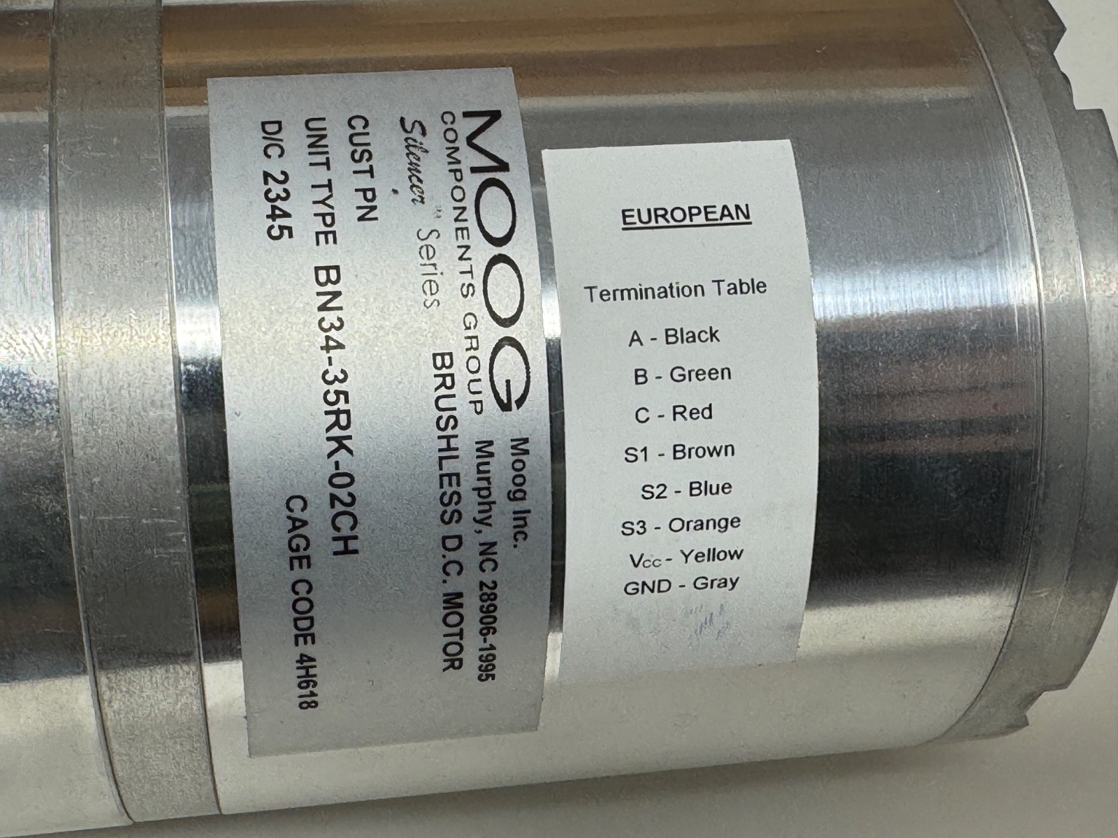 Moog Inside Rotor Brushless motor BN34-35RK-02CH / Wipotec 6603500 IMOT3 777