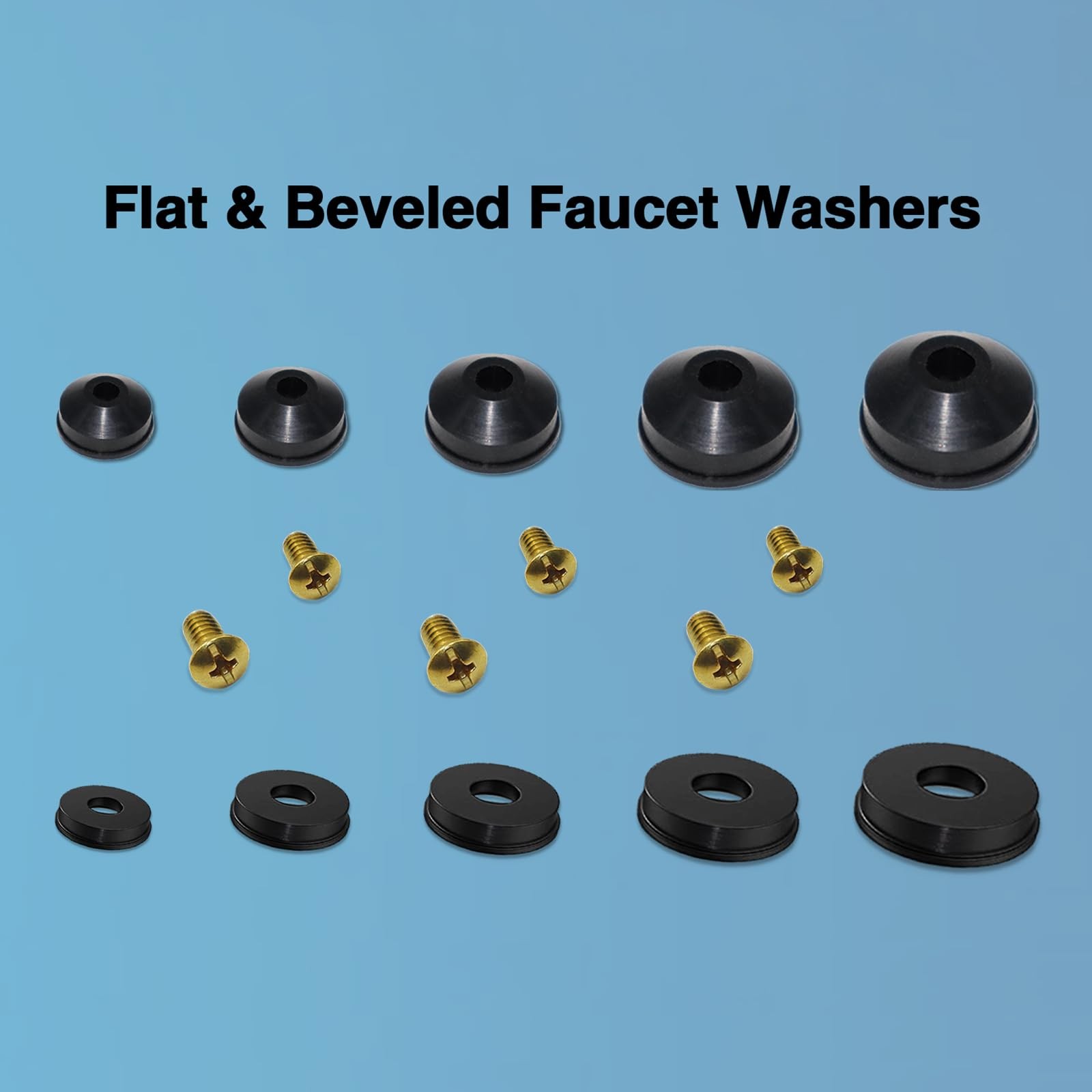 ZDBB 106 pcs Flat and Beveled Faucet Washers Brass Bibb 106 PCS, Black