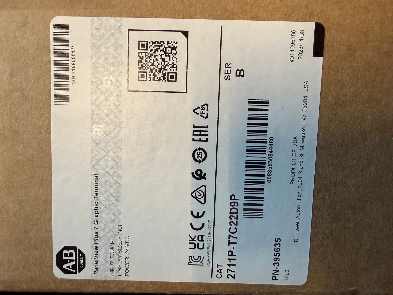 NEW 2711P-T7C22D9P /B Surplus Sealed PanelView Plus 7 Color Touch