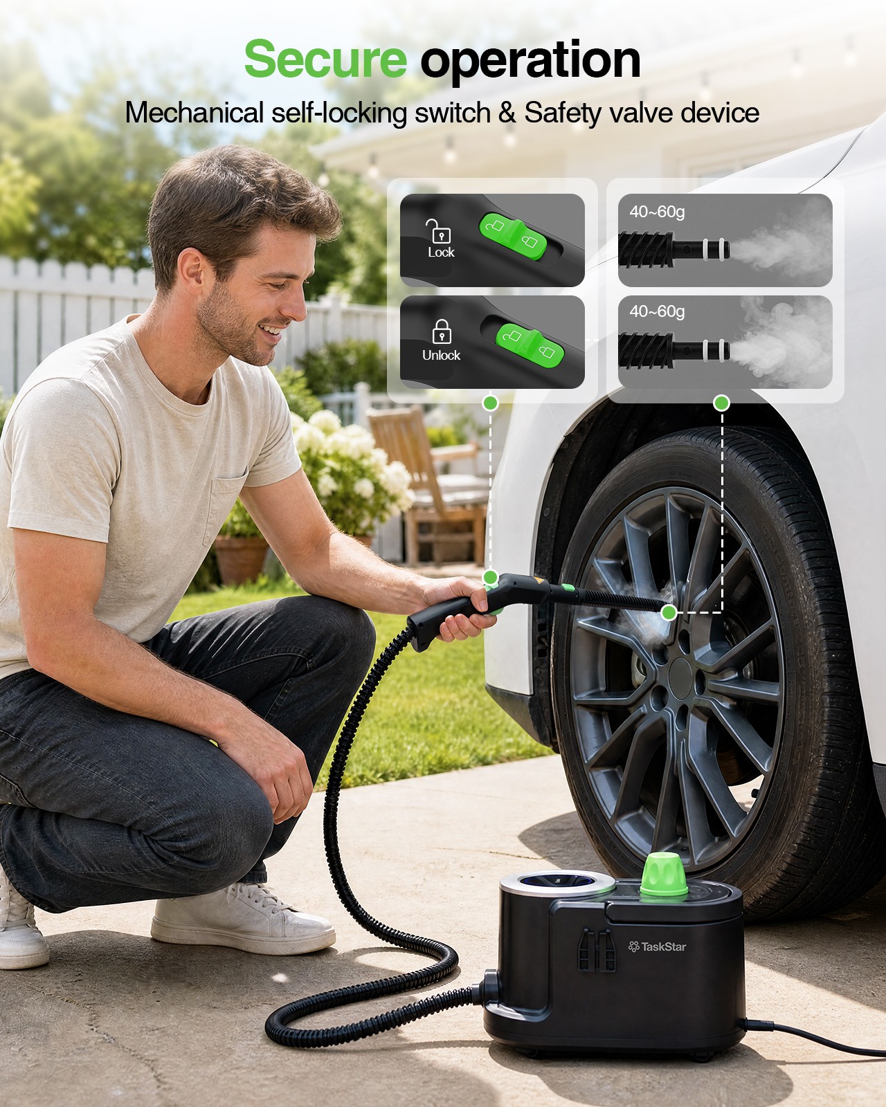 Taskstar 1500w Powerful High Pressure Steam Cleaner for Deep Cleaning 22 Tools