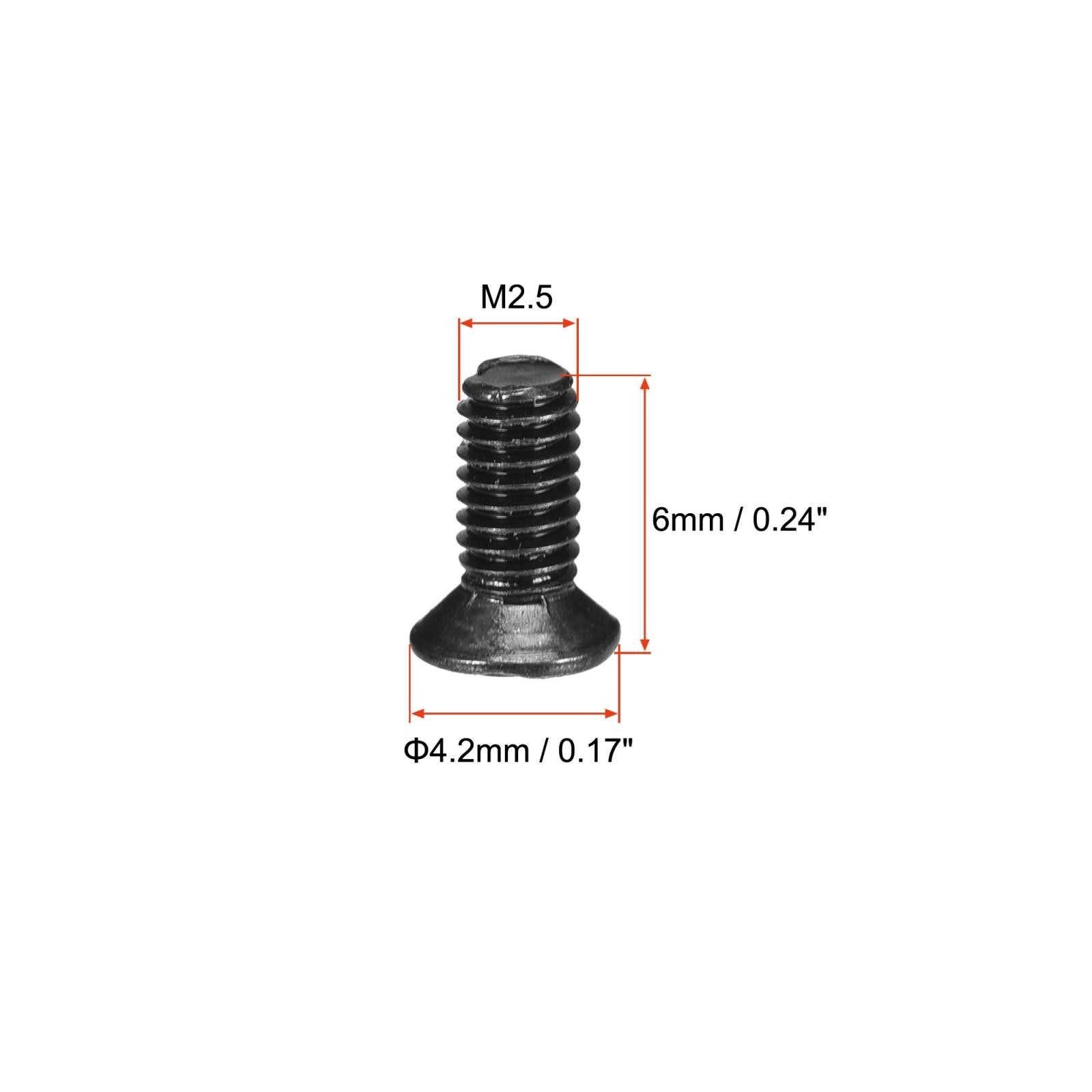 M2.5 x 6mm Phillips Flat Head Screws Carbon Steel Machine Screws Black 150pcs