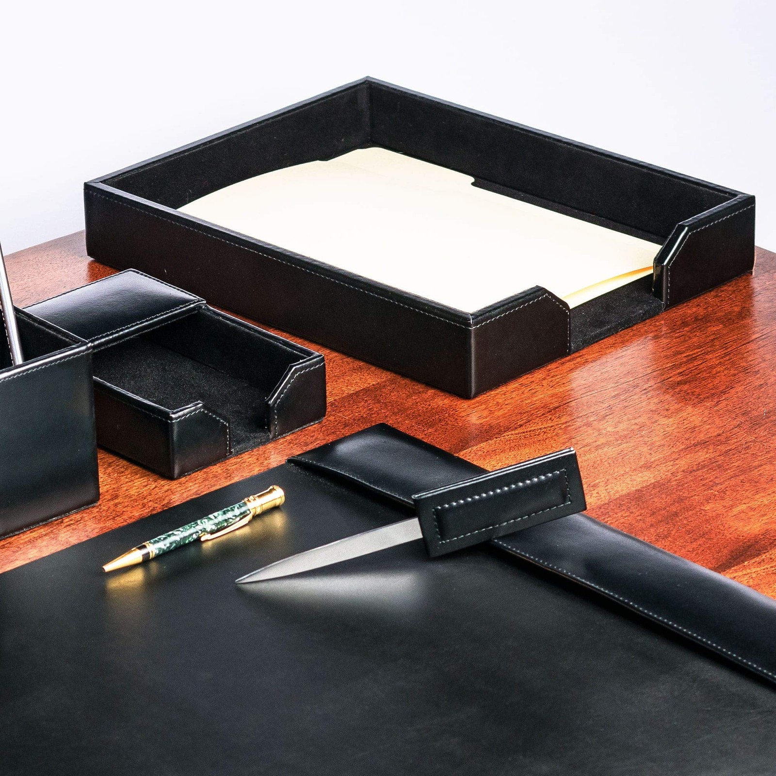 Dacasso Bonded Leather Desktop Tray Luxury Letter Holder Paper Organizer For