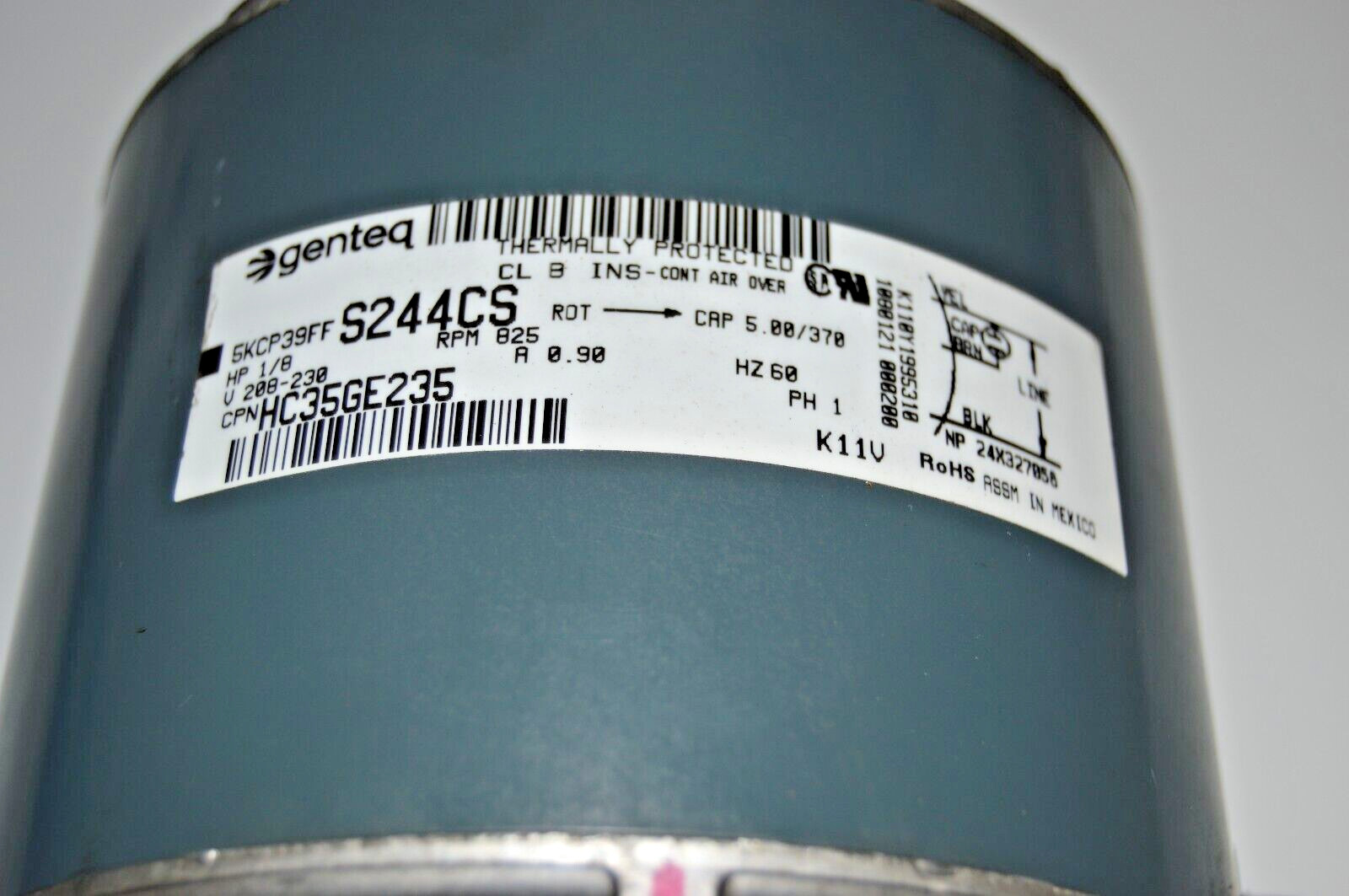 GENTEQ Tempstar Heil ICP HC35GE235 1/8 HP 825 RPM 208-230V Fan Motor 5KCP39FF