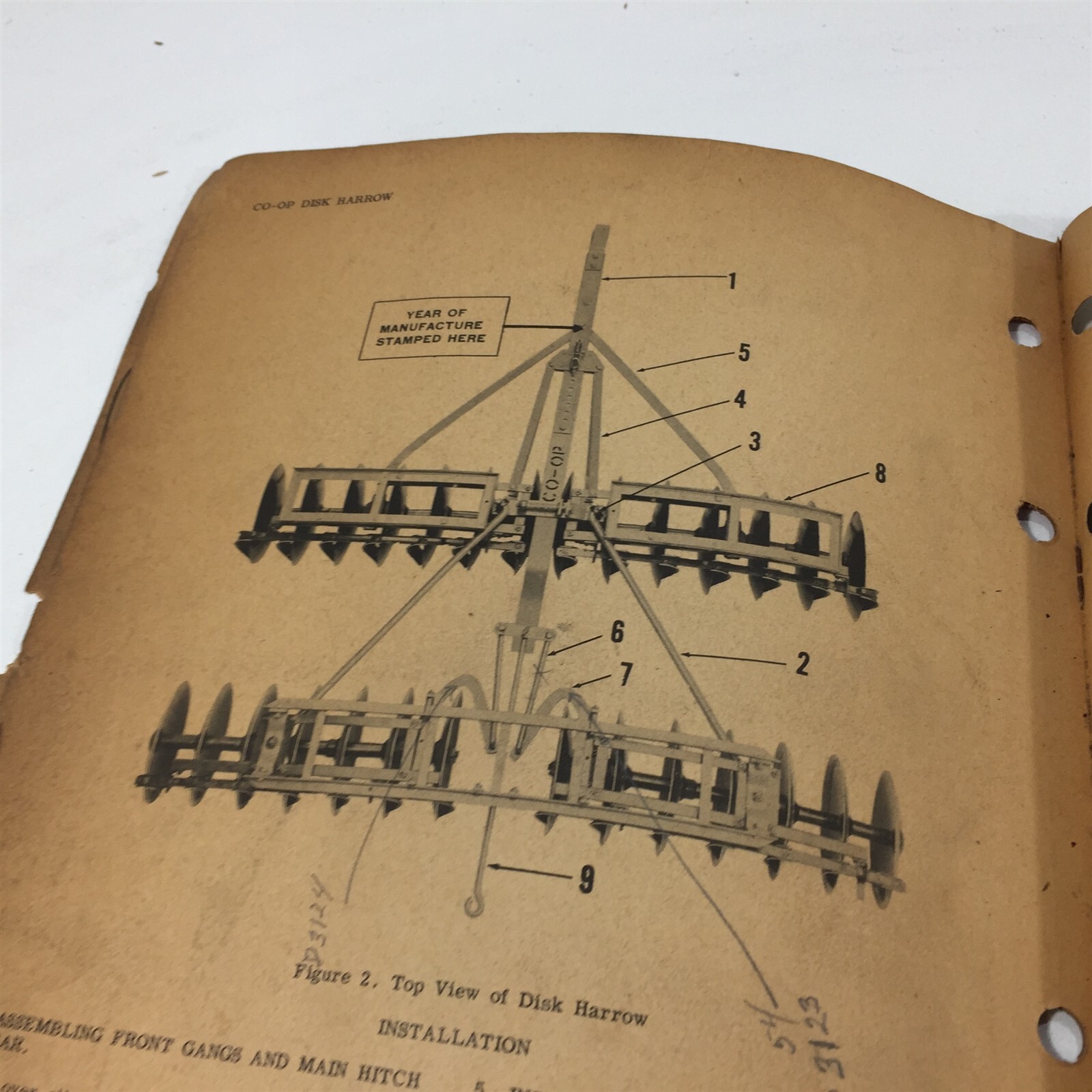Genuine 1951 CO-OP Black Hawk Disc Harrow Owners Manual